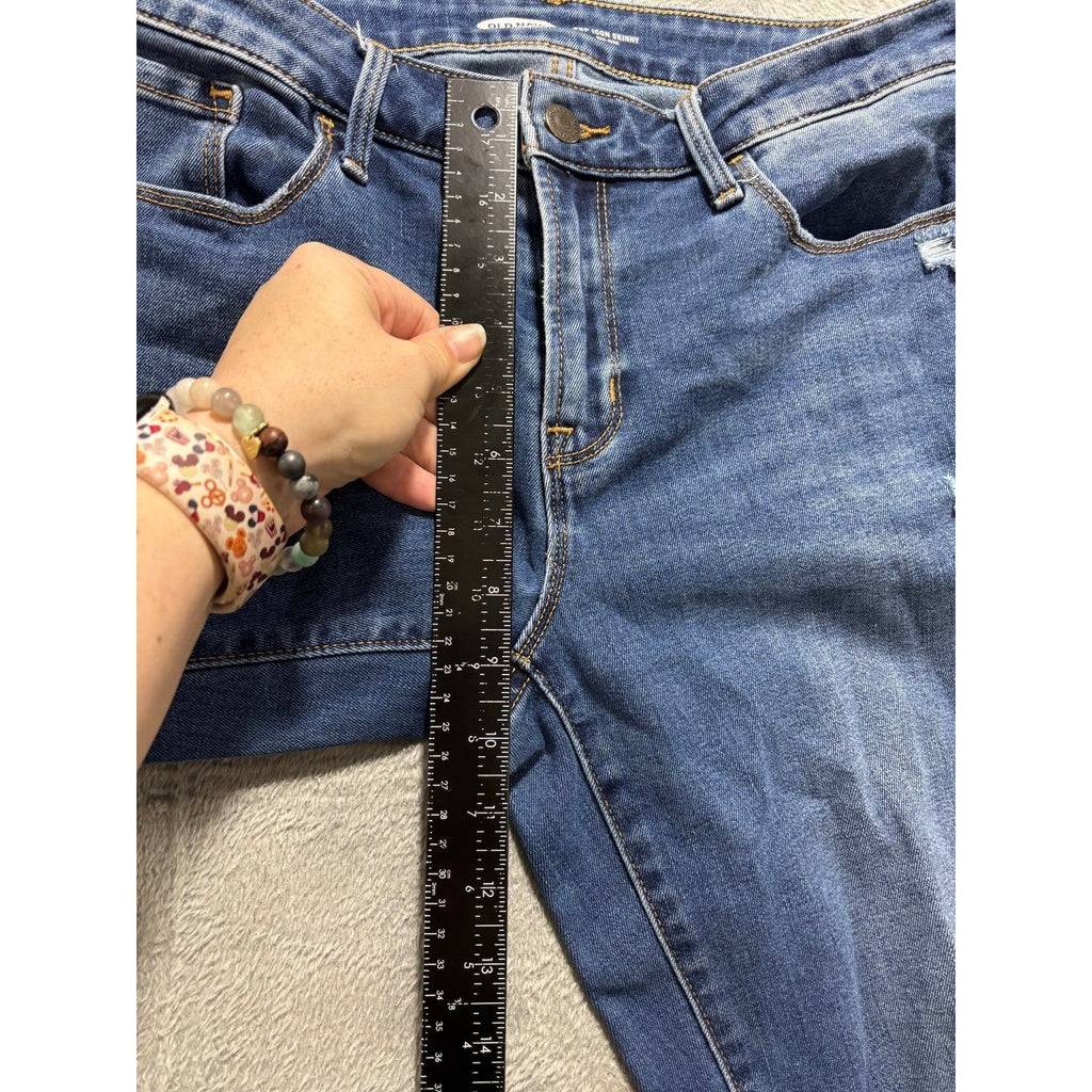 Old Navy 8 Womens Blue Pop Icon Skinny Mid-Rise Distressed Jeans Casual Vintage