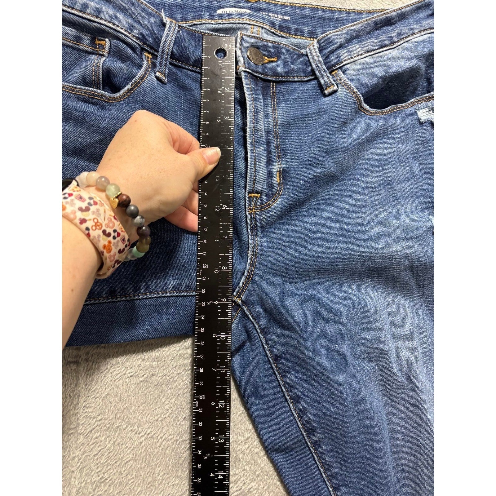 Old Navy 8 Womens Blue Pop Icon Skinny Mid-Rise Distressed Jeans Casual Vintage