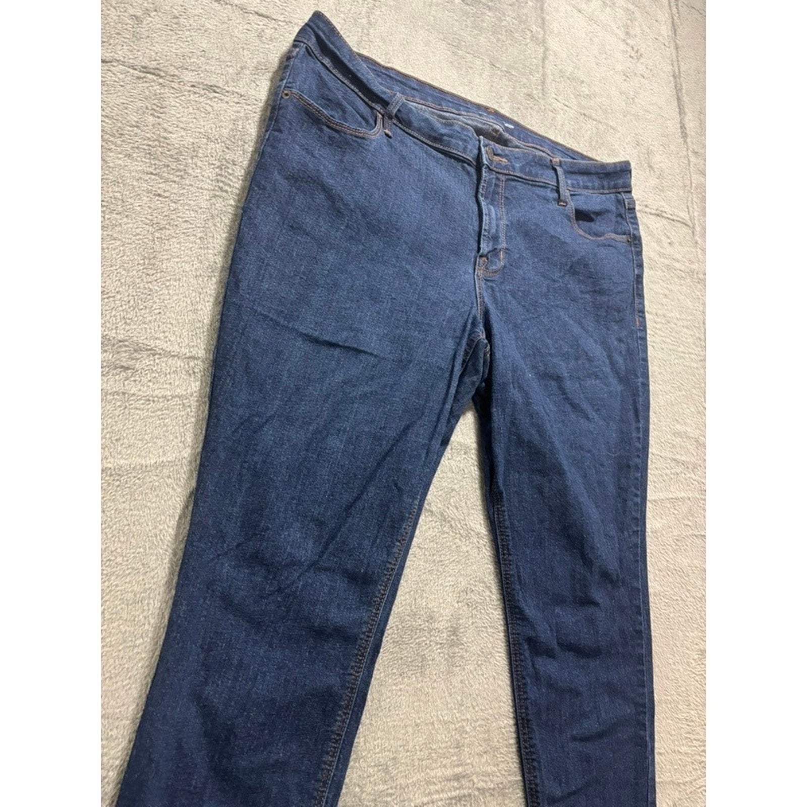 Old Navy Super Skinny Ankle Jeans Womens 16 Short Dark Wash Mid Rise Blue Denim
