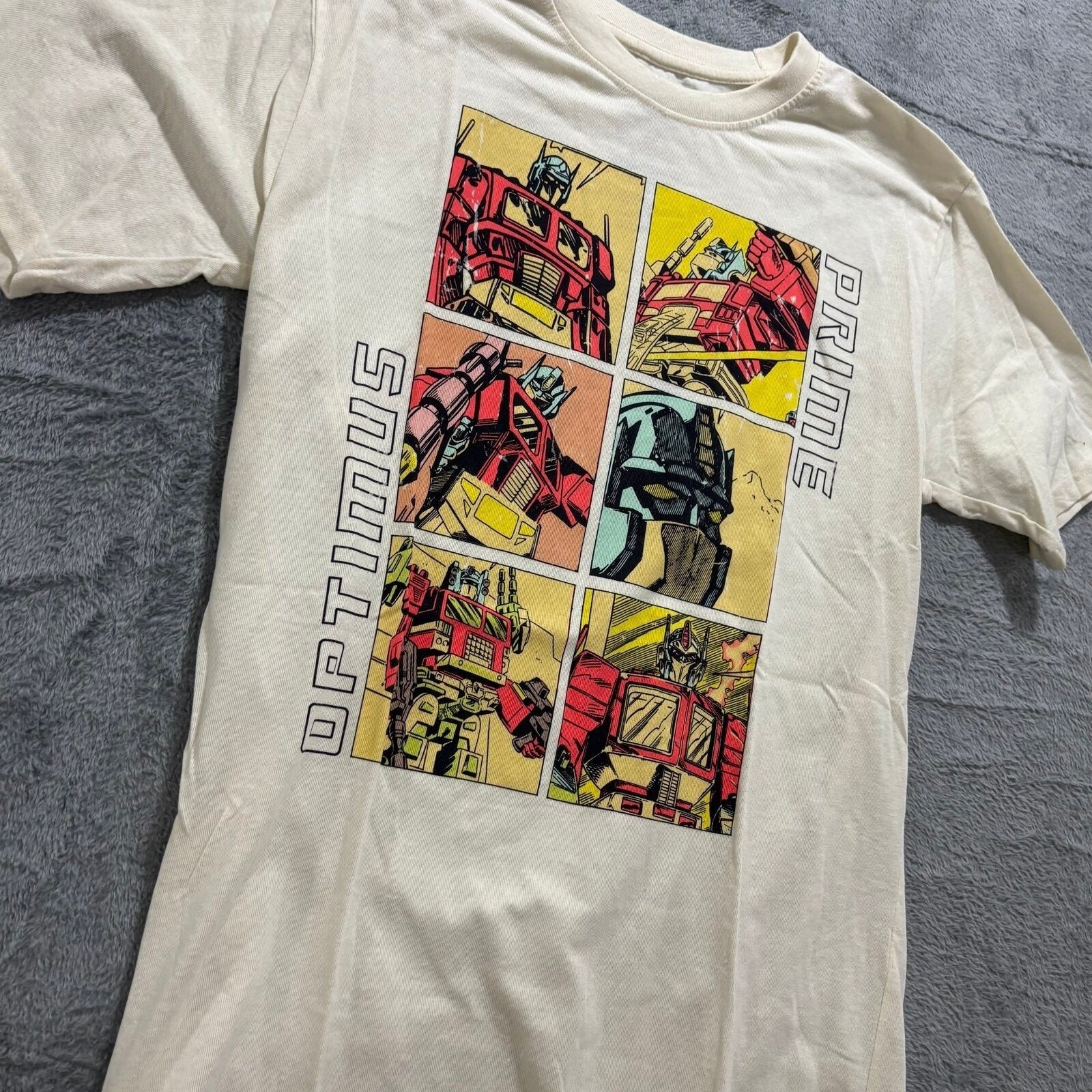 Transformers Womens M Cream Optimus Prime Graphic T-Shirt Vintage Casual