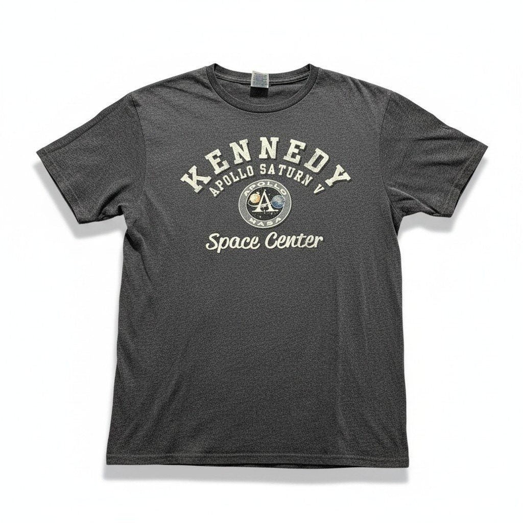NASA Kennedy Space Center Apollo Saturn V Womens M Gray Graphic T-Shirt Casual