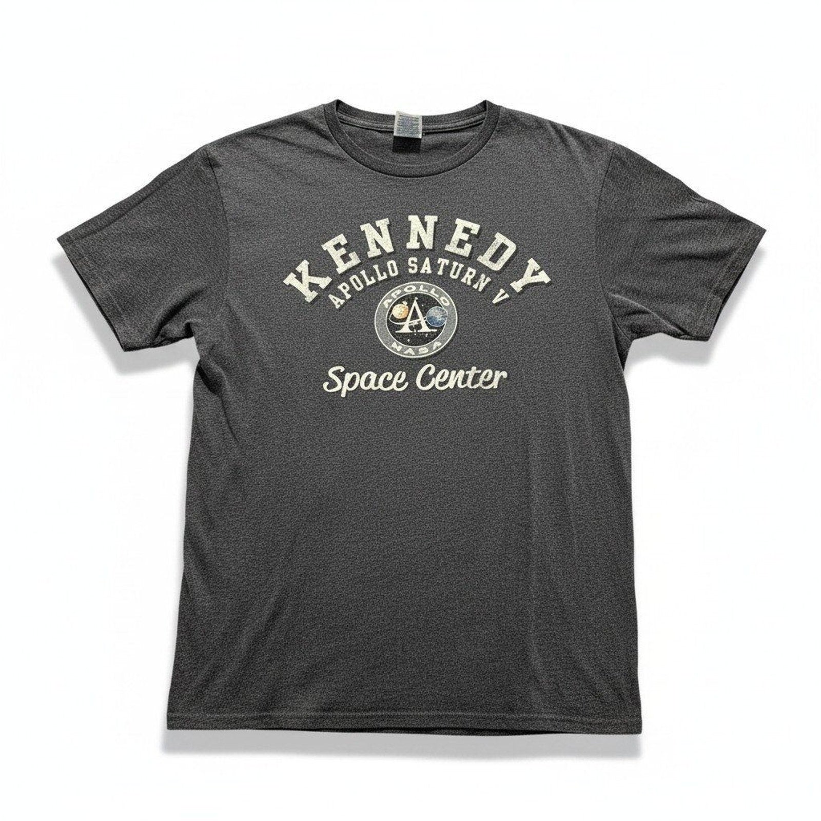 NASA Kennedy Space Center Apollo Saturn V Womens M Gray Graphic T-Shirt Casual