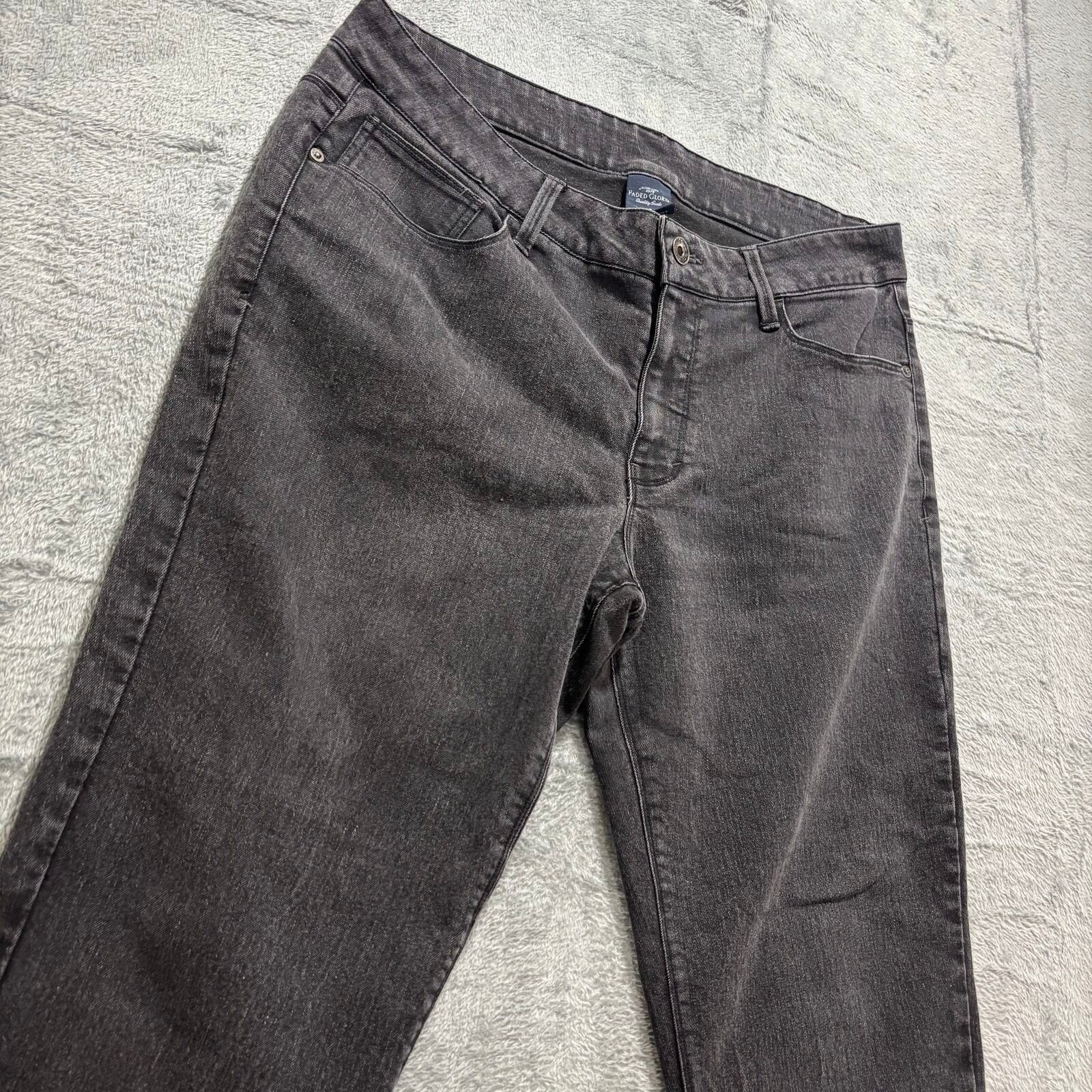 Faded Glory Womens 16 Black Denim Cropped Jeans Casual Boho Capri Pants