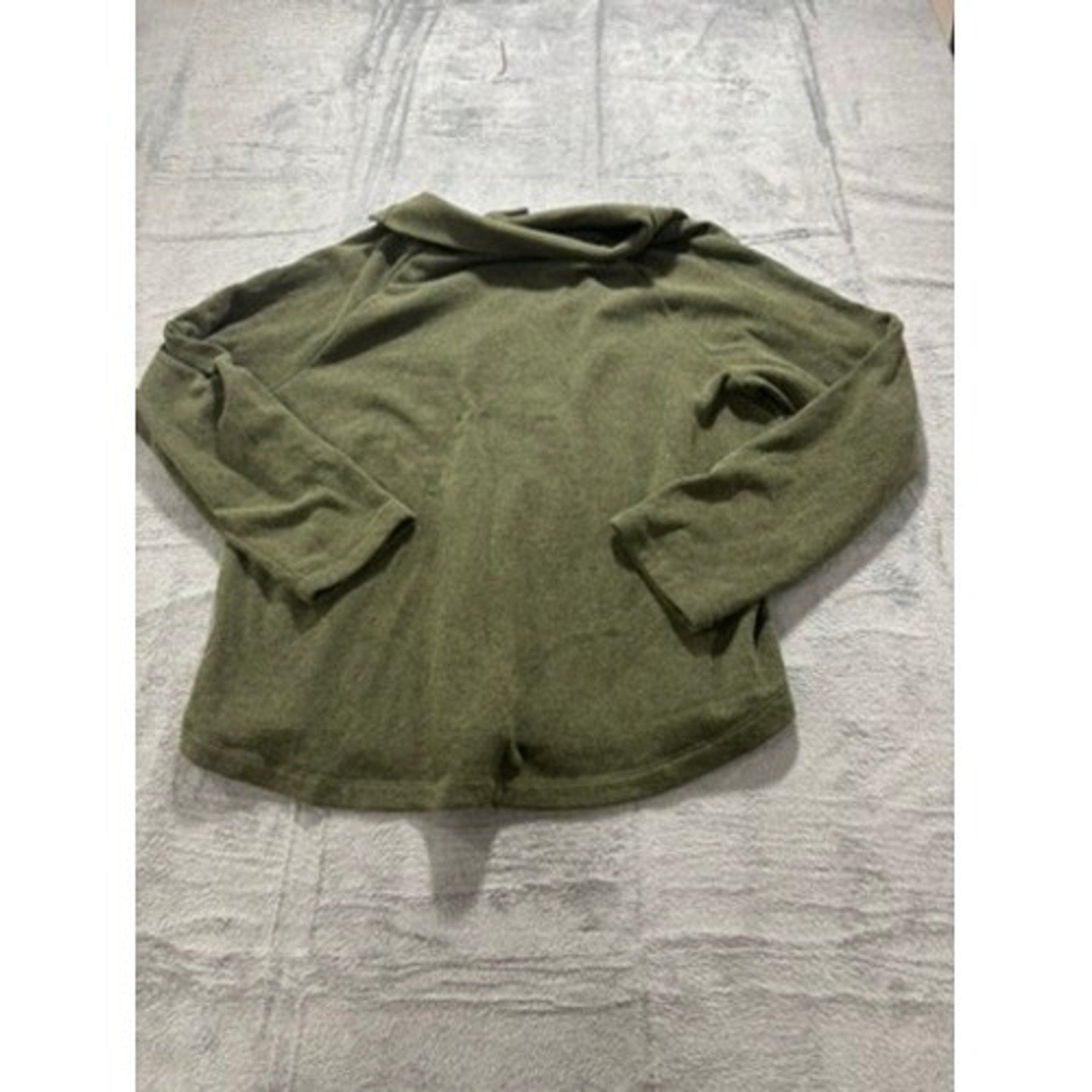 J.Crew Womens Olive Green Fleece Asymmetrical Button Funnel Neck Pullover XL