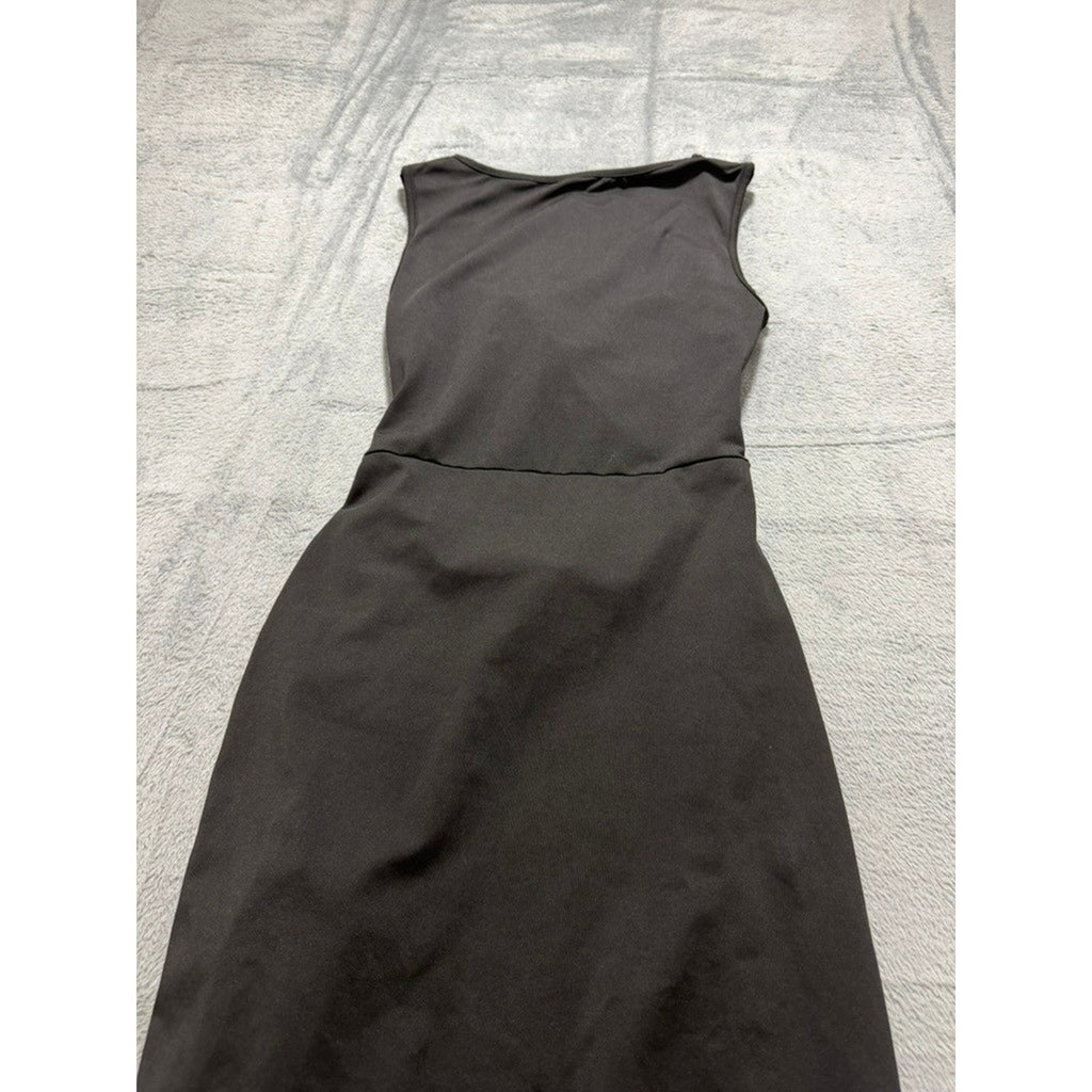 Black Twist Front Lace Up Side Cutout Slit Sleeveless Bodycon Maxi Dress