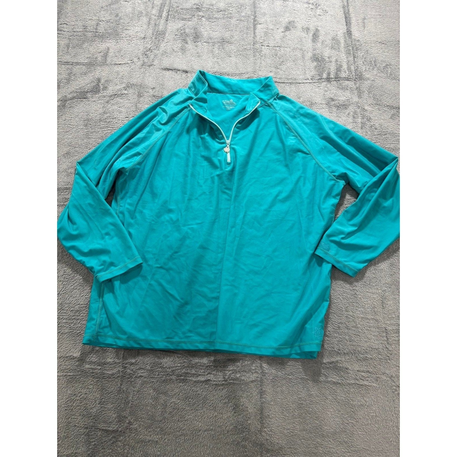 UV Skinz Womens 3XL Teal Rash Guard Long Sleeve 1/4 Zip Athleisure Coastal