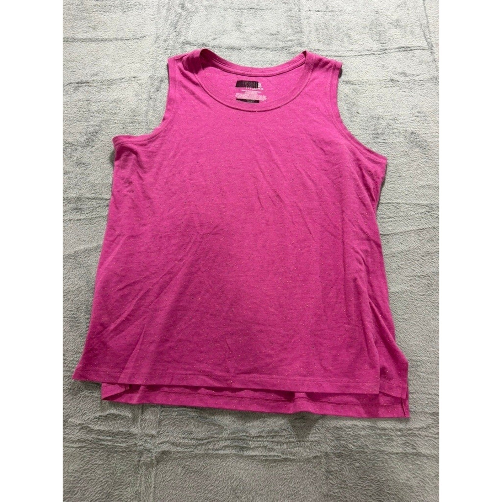 Time and Tru Womens XL Magenta Pink Flecked Sleeveless High Low Tank Top