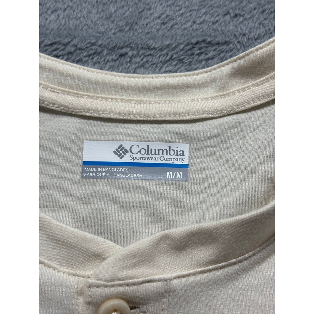 Columbia M Cream Henley Long Sleeve Shirt Womens Casual Cozy