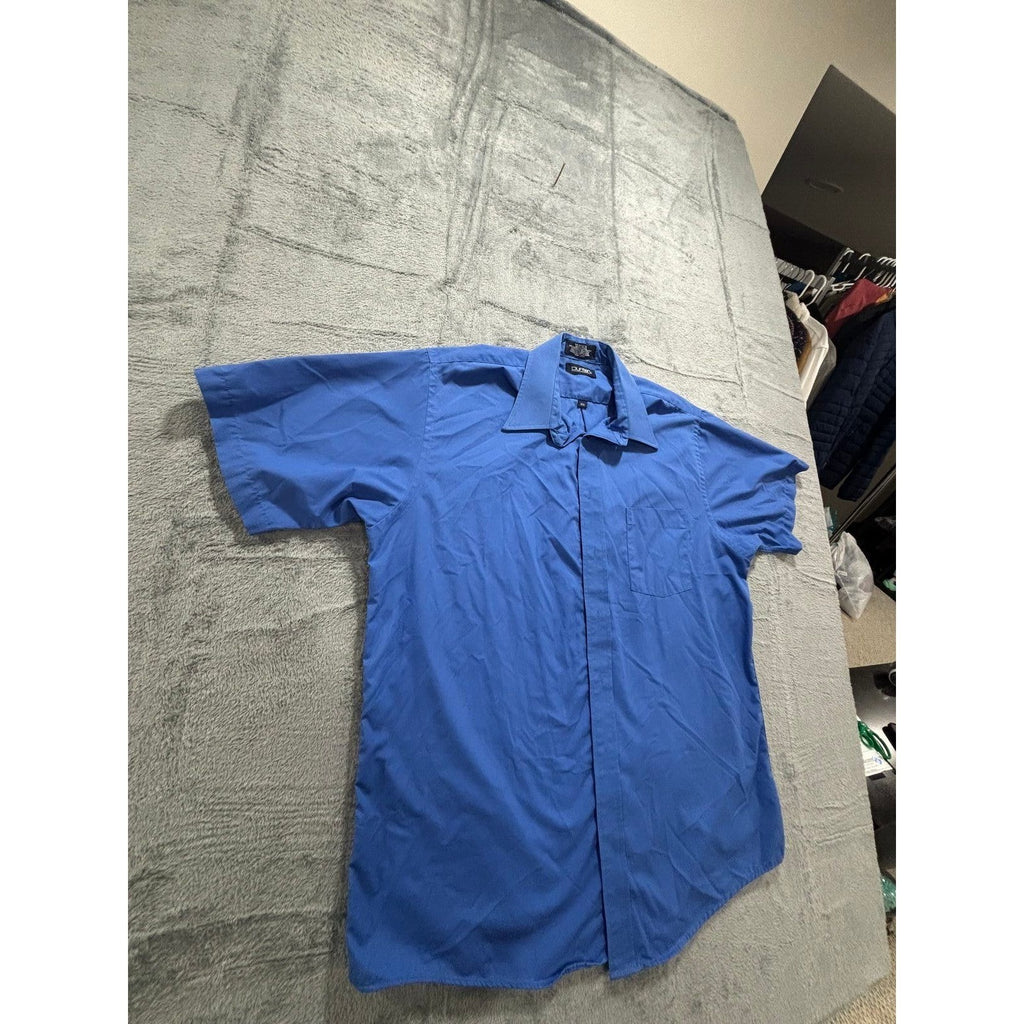 Puritan 16.5 Blue Short Sleeve Button Front Shirt Mens Casual Classic Preppy