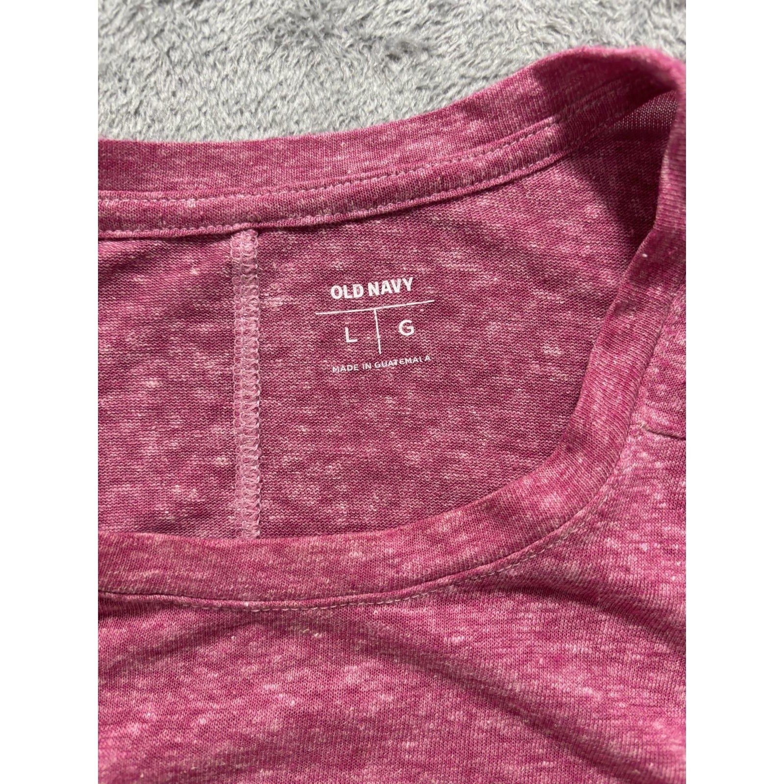 Old Navy L Womens Pink Heather Linen Blend Pocket Tank Top Casual Boho Summer