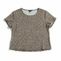 Banana Republic XL Tan Leopard Print Womens Blouse Short Sleeve Career Chic Fun