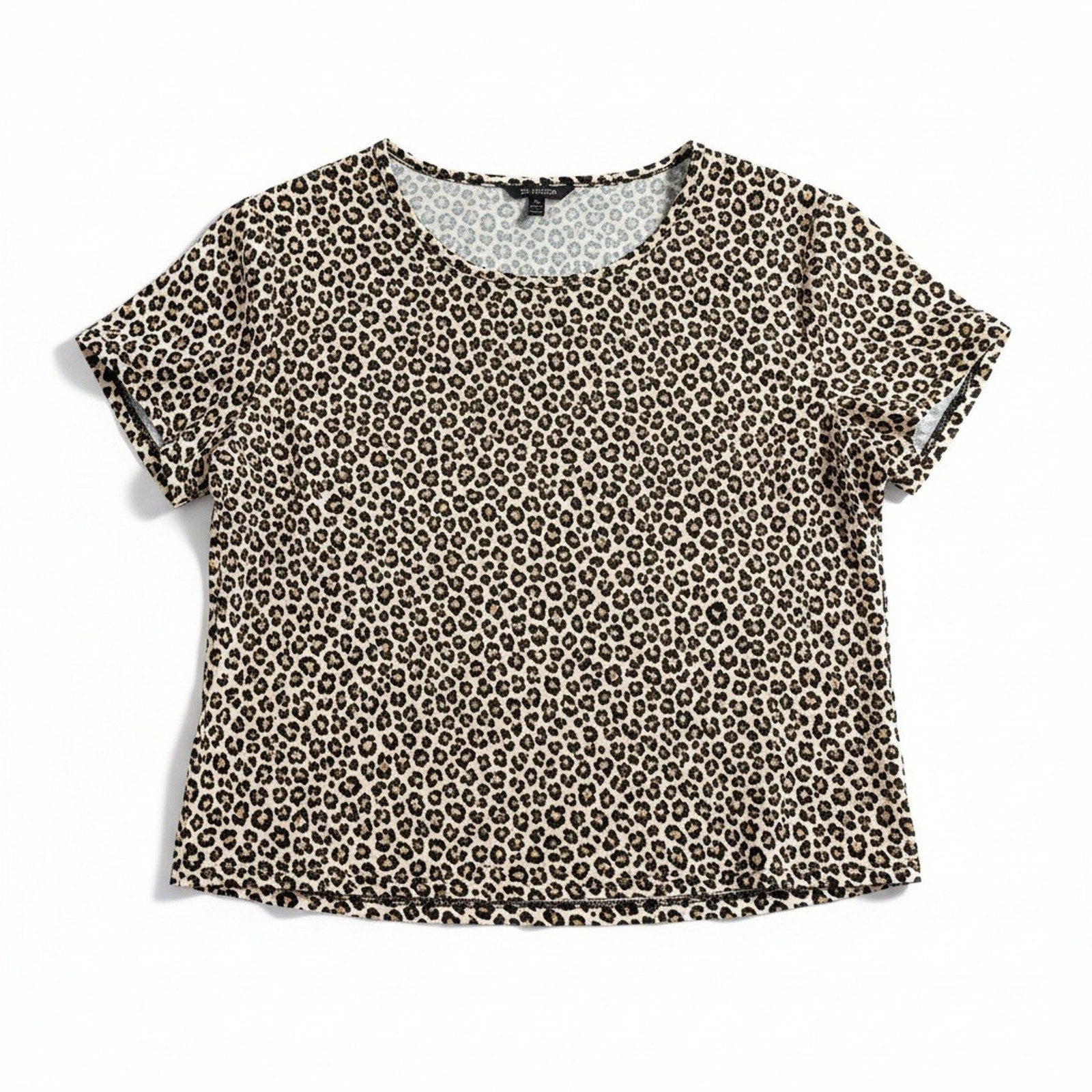 Banana Republic XL Tan Leopard Print Womens Blouse Short Sleeve Career Chic Fun