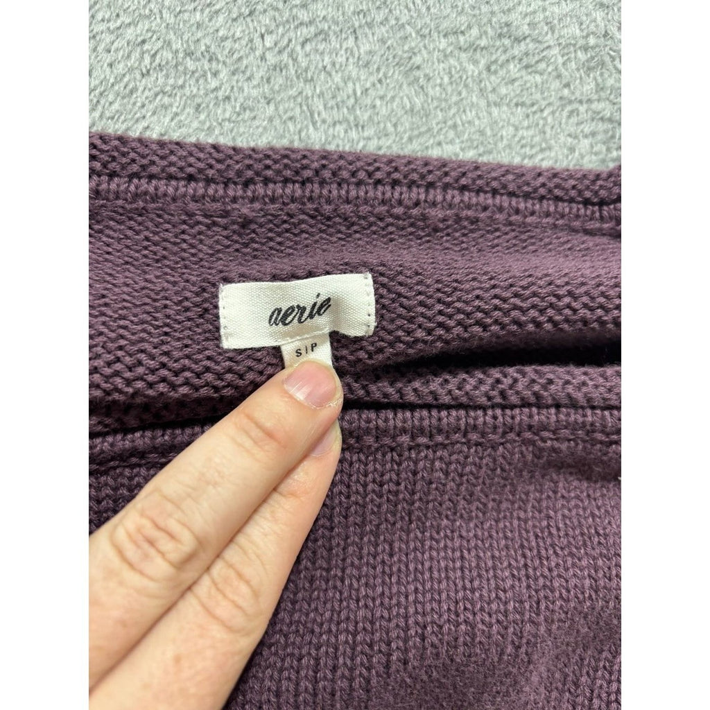 Aerie Womens S Purple Raglan Knit Sweater Casual Cozy Cotton Pullover