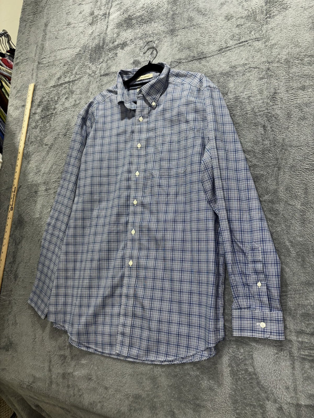 L.L.Bean Men's Blue Plaid Dress Shirt Size L Regular, photo 2 of 7