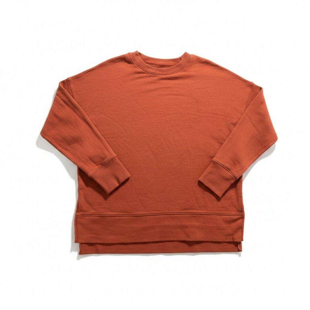 Time and Tru L Burnt Orange Womens Crewneck Sweatshirt Casual Cozy