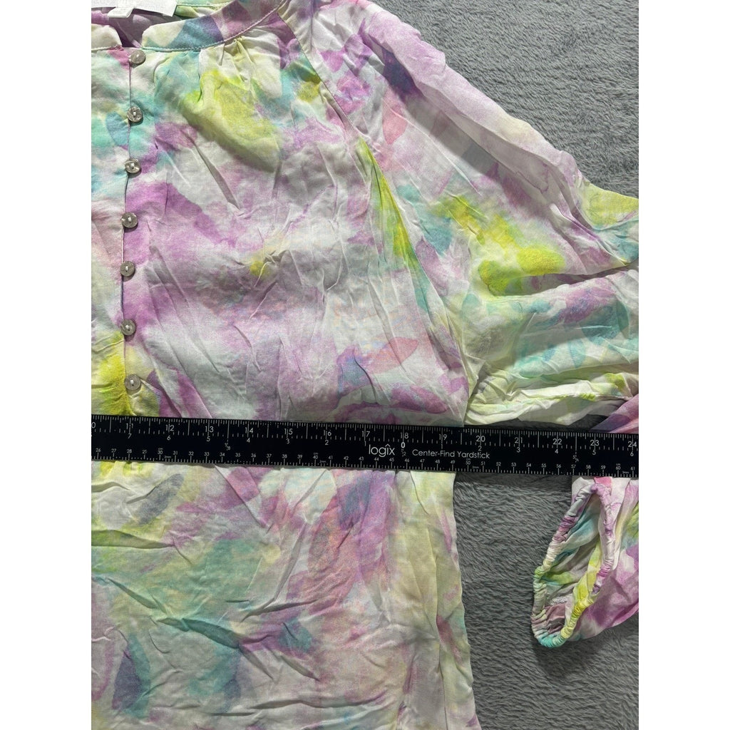 Adyson Parker Blouse Womens 1X Boho Watercolor Pastel Rayon Flowy Top
