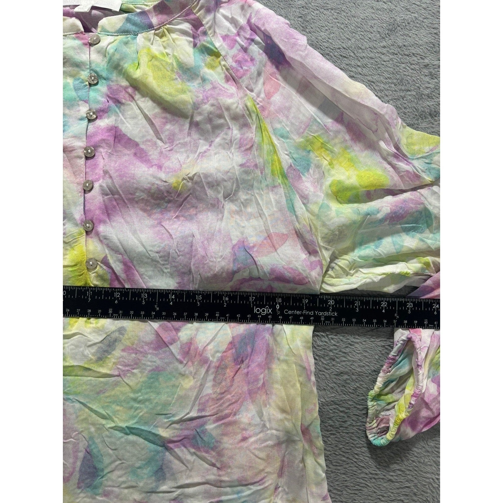 Adyson Parker Blouse Womens 1X Boho Watercolor Pastel Rayon Flowy Top
