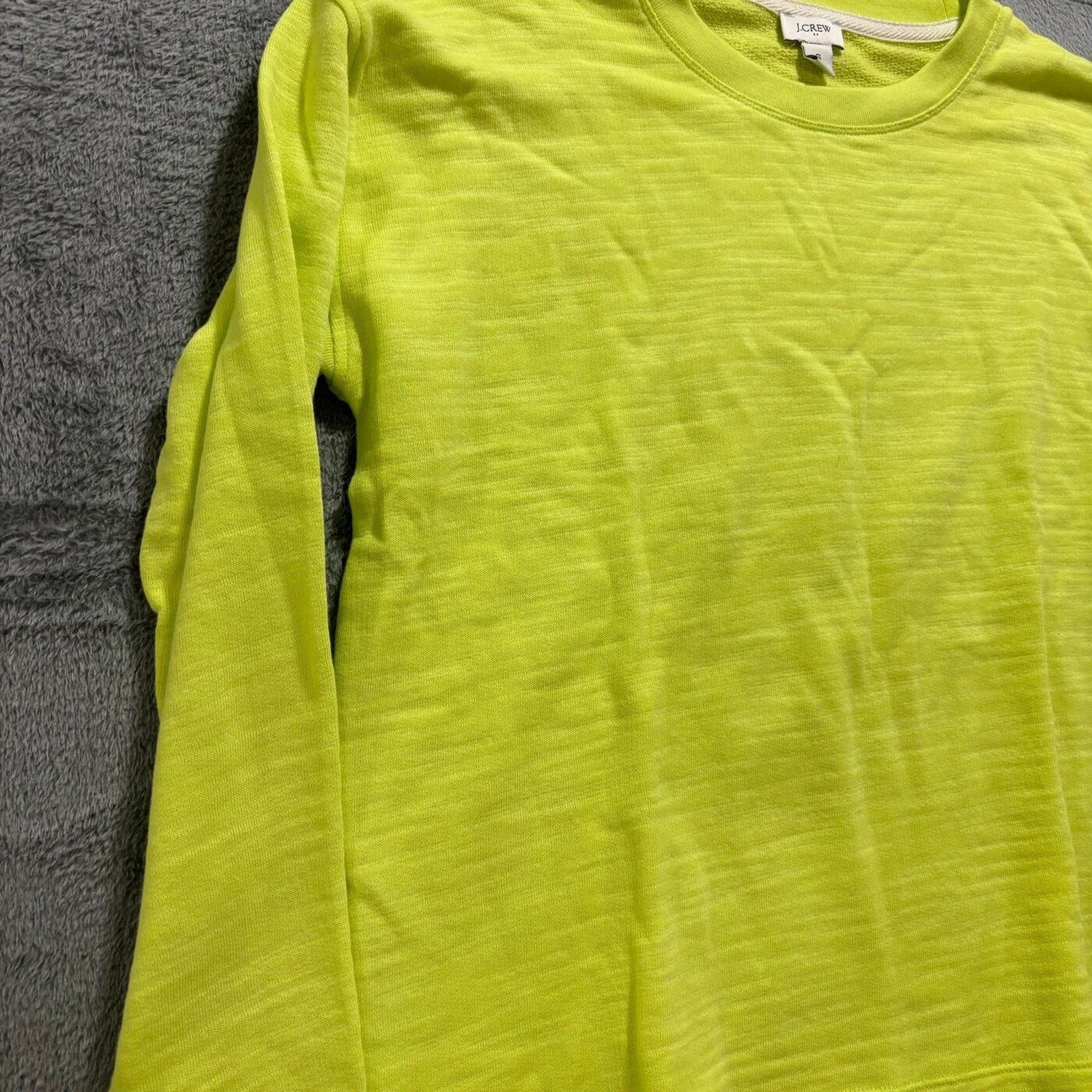 J.Crew S Neon Yellow Womens Sweatshirt Casual Cozy Cotton Pullover