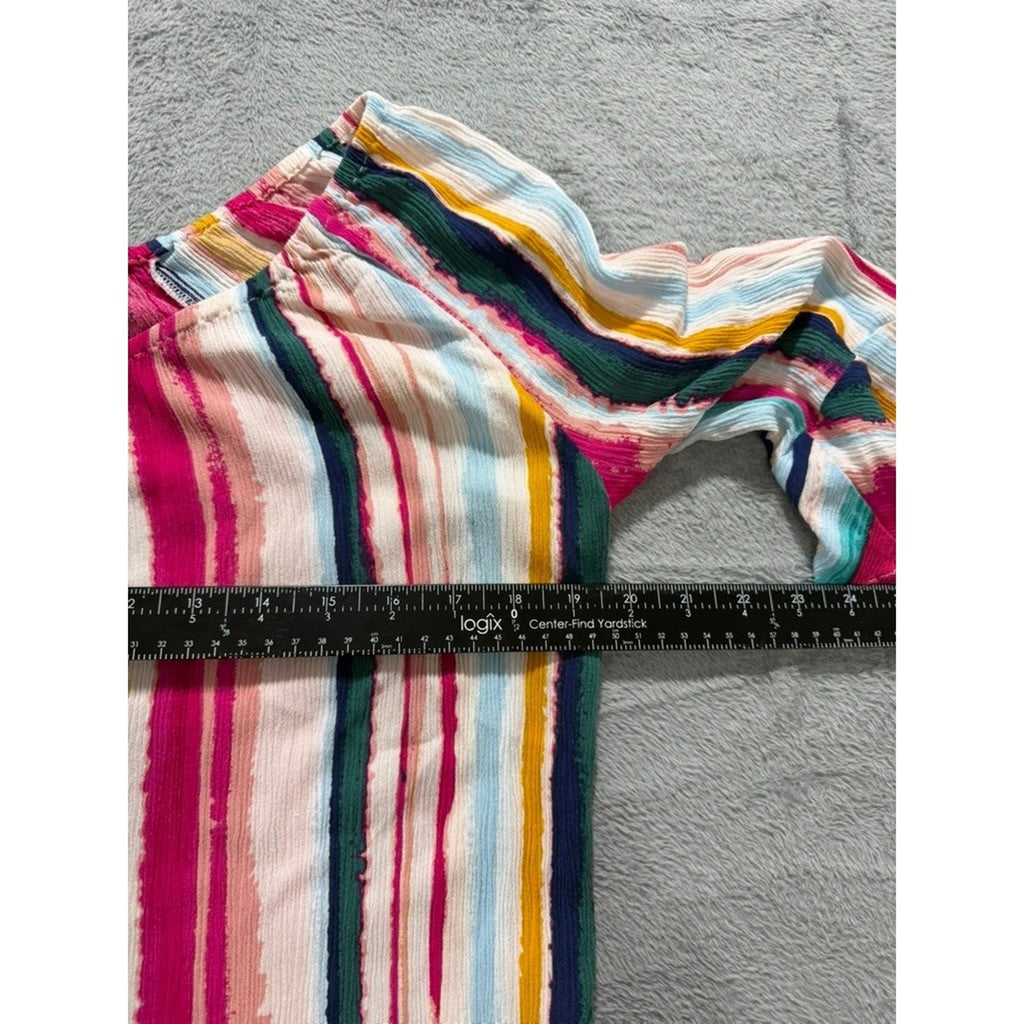 Zac Rachel Womens Medium Striped Off Shoulder Boho Button Front Blouse Top