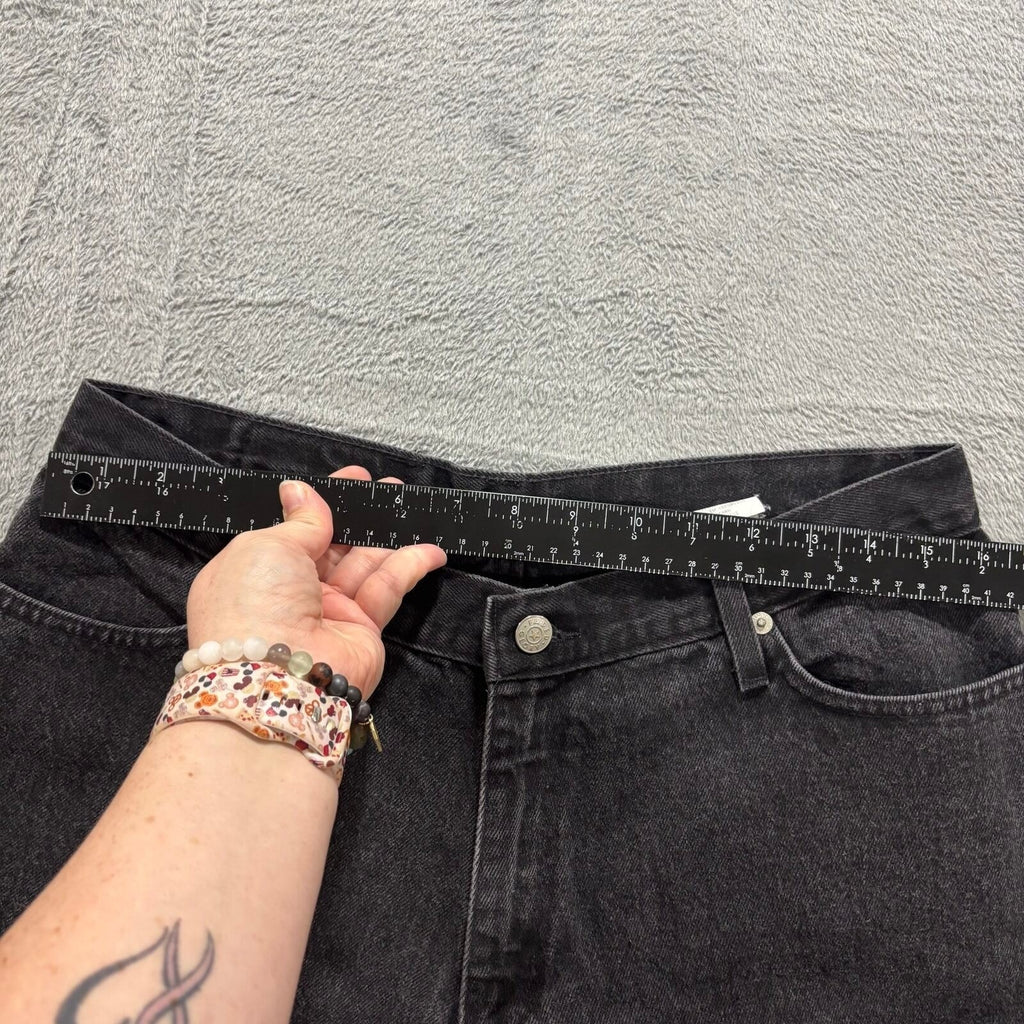 LL Bean Womens 16 PET Black Denim Bermuda Shorts Vintage Casual High Rise