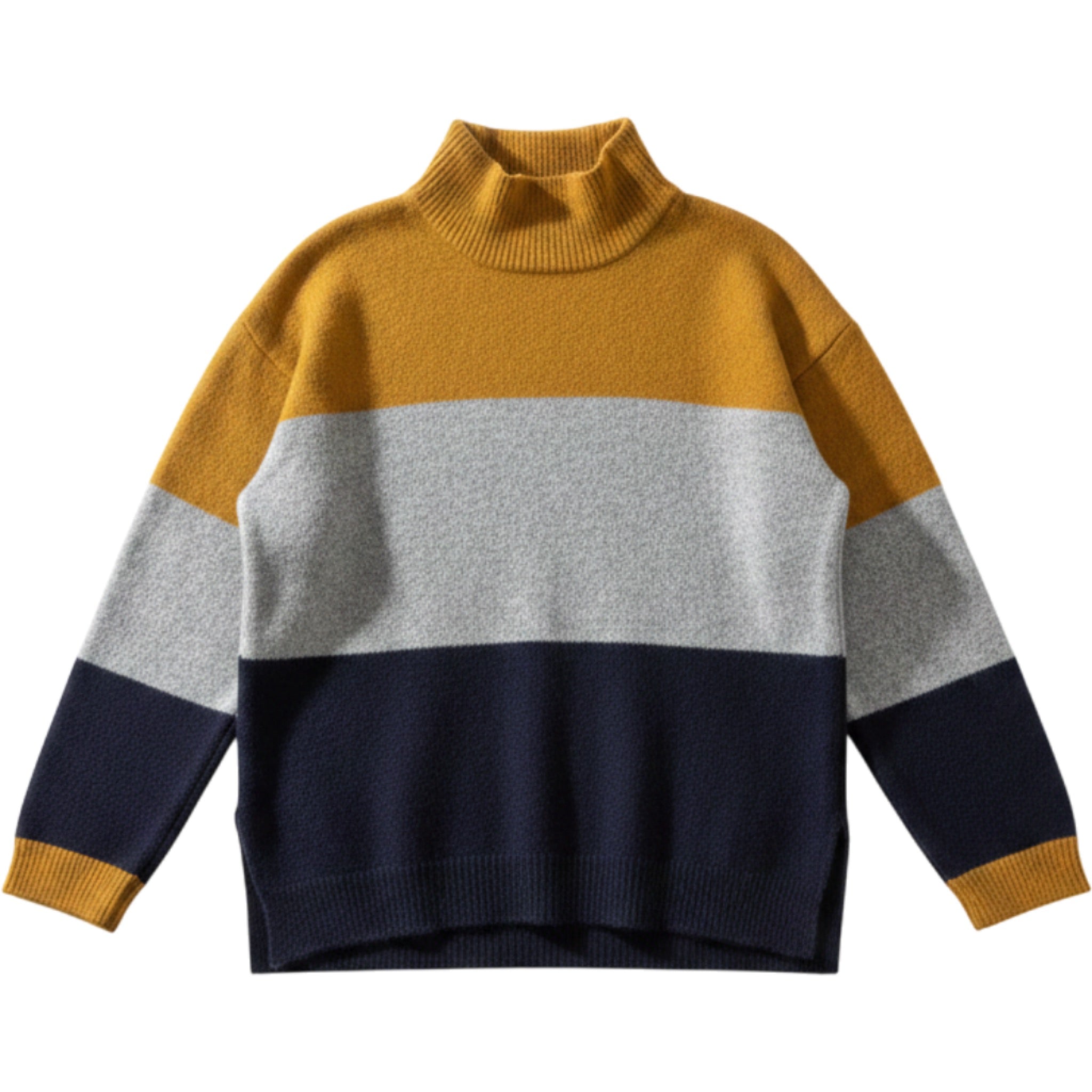 Jason Maxwell Colorblock Mock Neck Oversized Cozy Slouchy Knit Sweater M