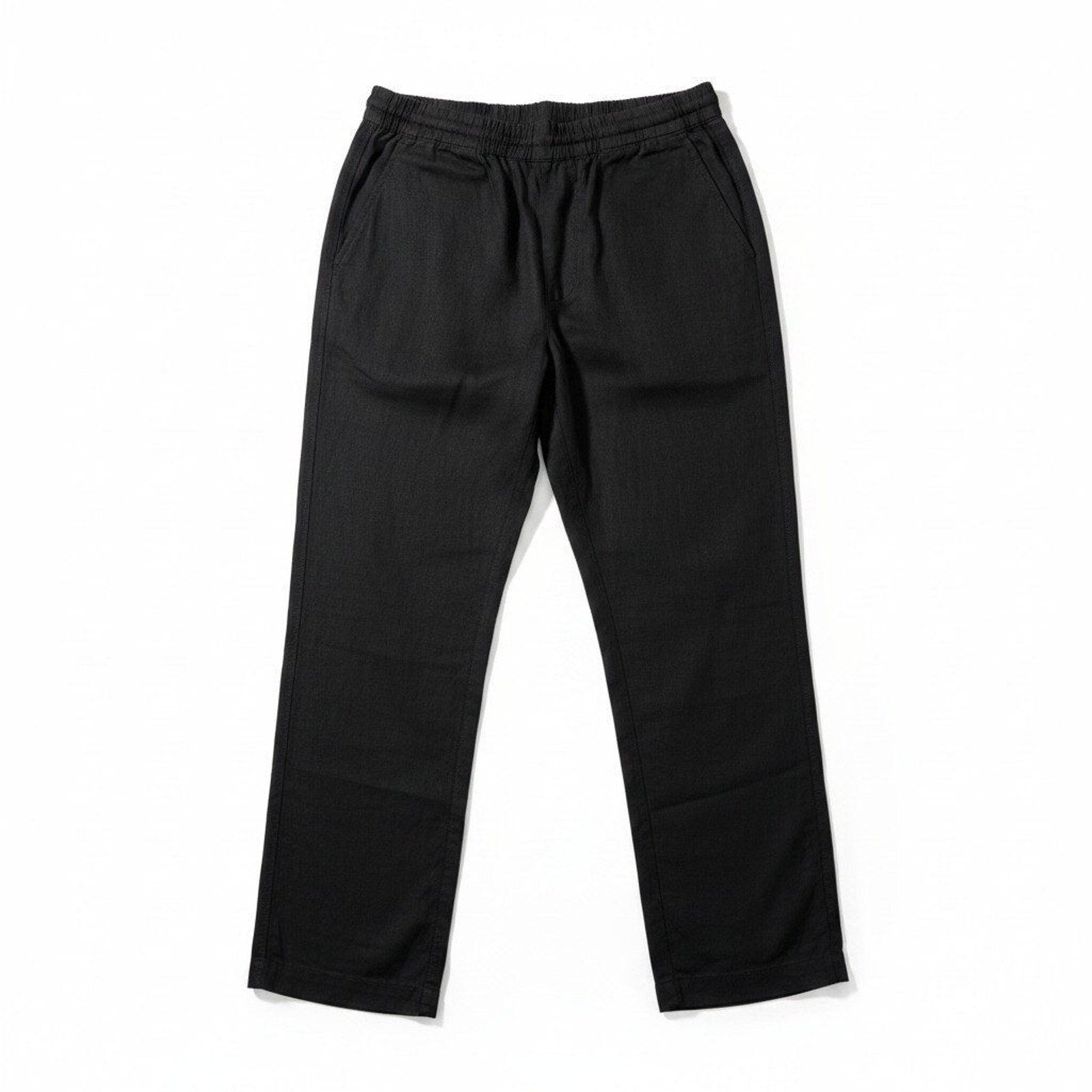 Old Navy L Tall Black Womens Linen Blend Pants Casual Boho Cozy Wide Leg