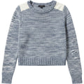 AS by DF Blue Marled Knit Sweater Womens Medium Cozy Modern Classic Pullover
