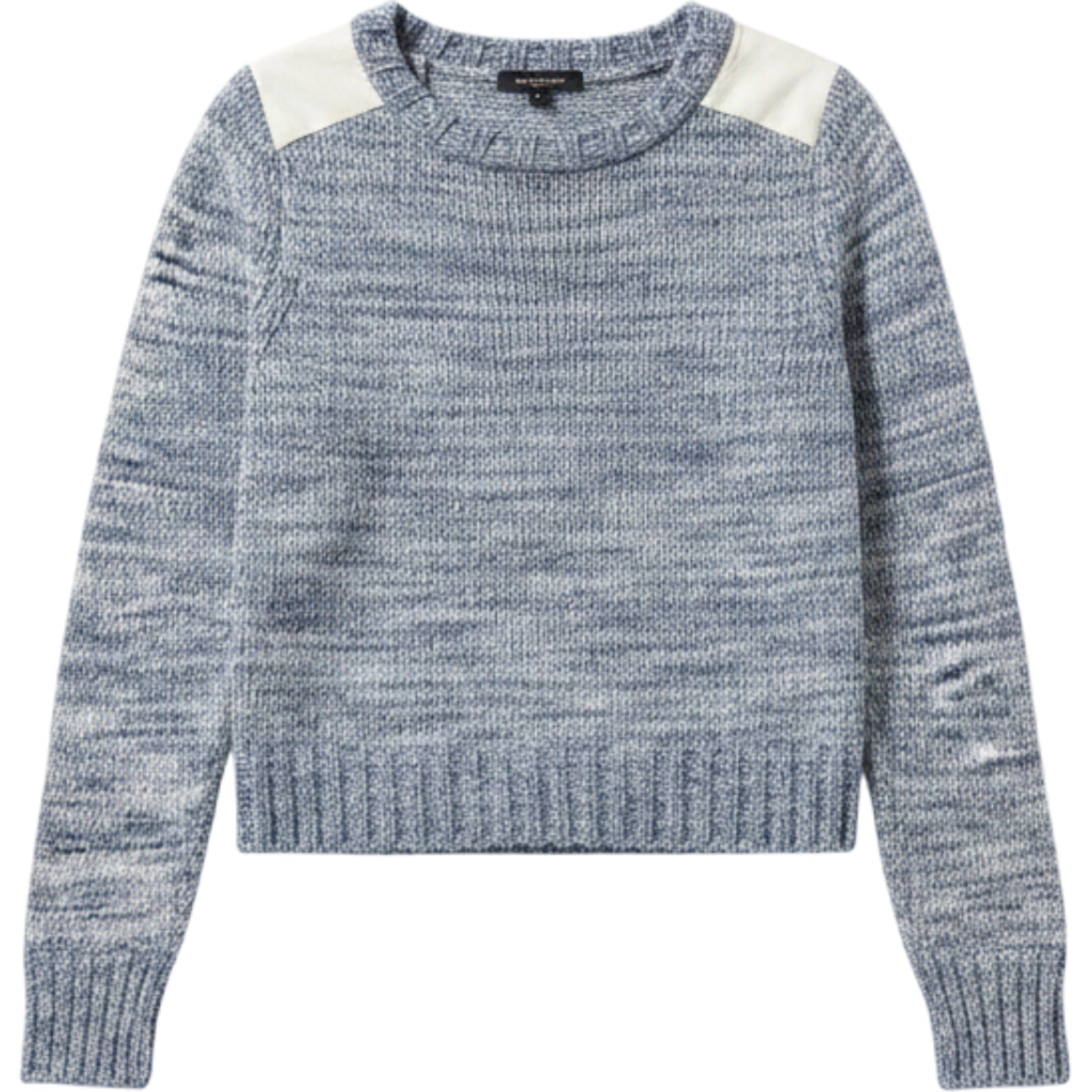 AS by DF Blue Marled Knit Sweater Womens Medium Cozy Modern Classic Pullover