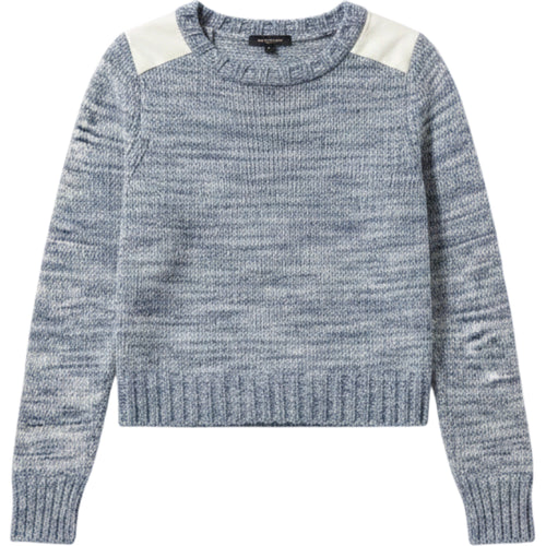 AS by DF Blue Marled Knit Sweater Womens Medium Cozy Modern Classic Pullover