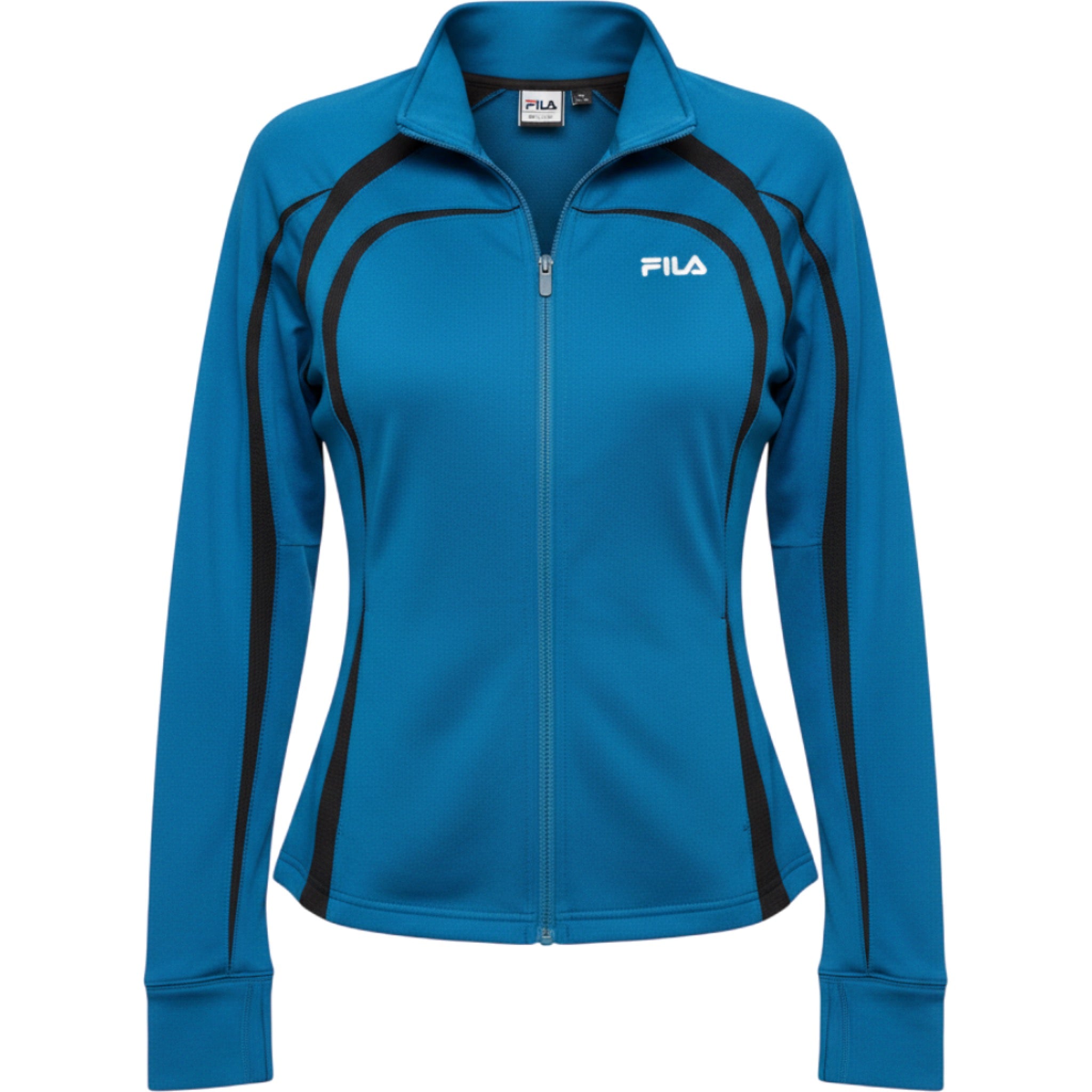 FILA Sport Womens Medium Full Zip Athletic Jacket Blue Black Performance Active