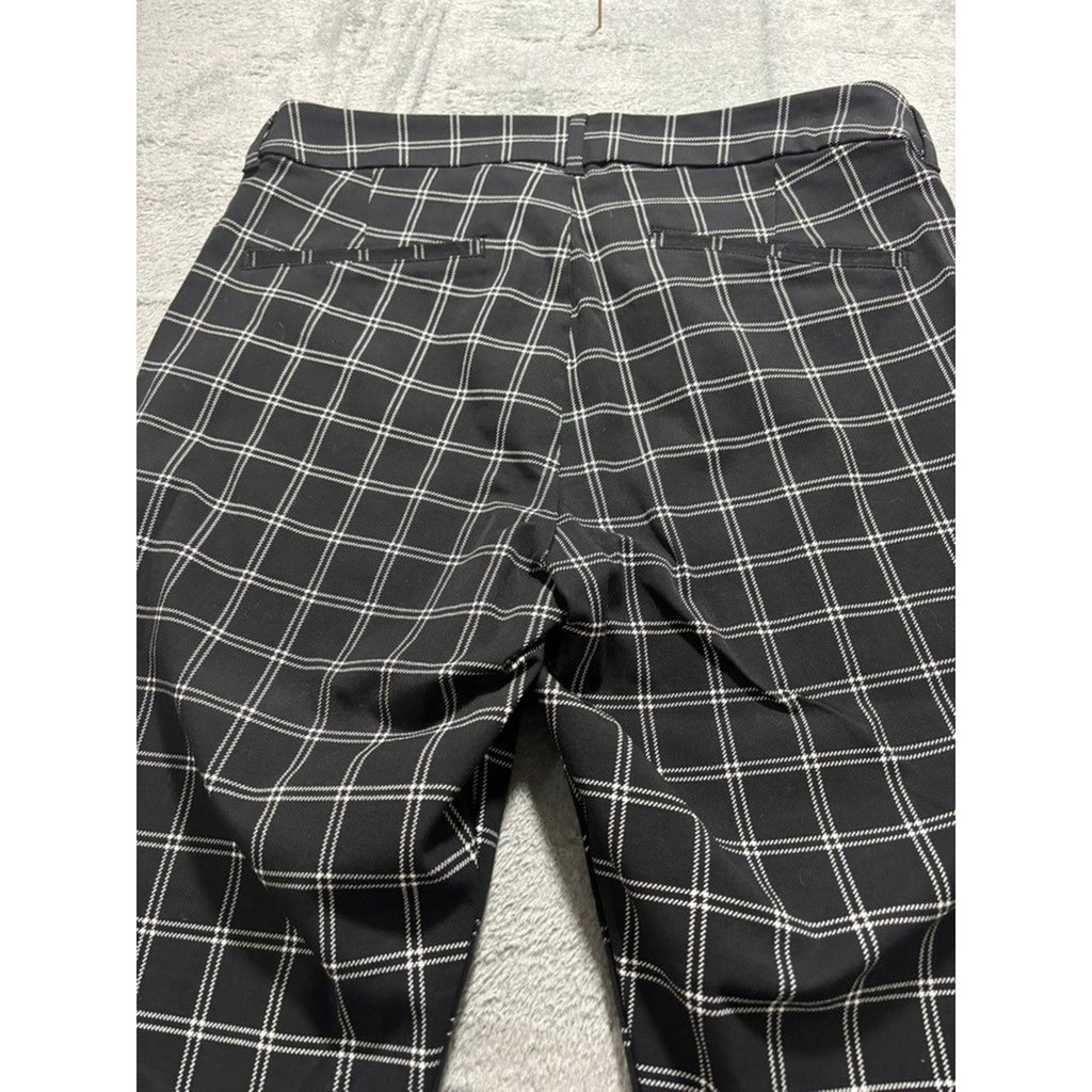 Old Navy Pixie High Rise Ankle Pants Black White Windowpane Plaid Womens 14