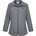 BonWorth Womens Medium Gray Zip Front Jacket Embroidered Floral Casual Office