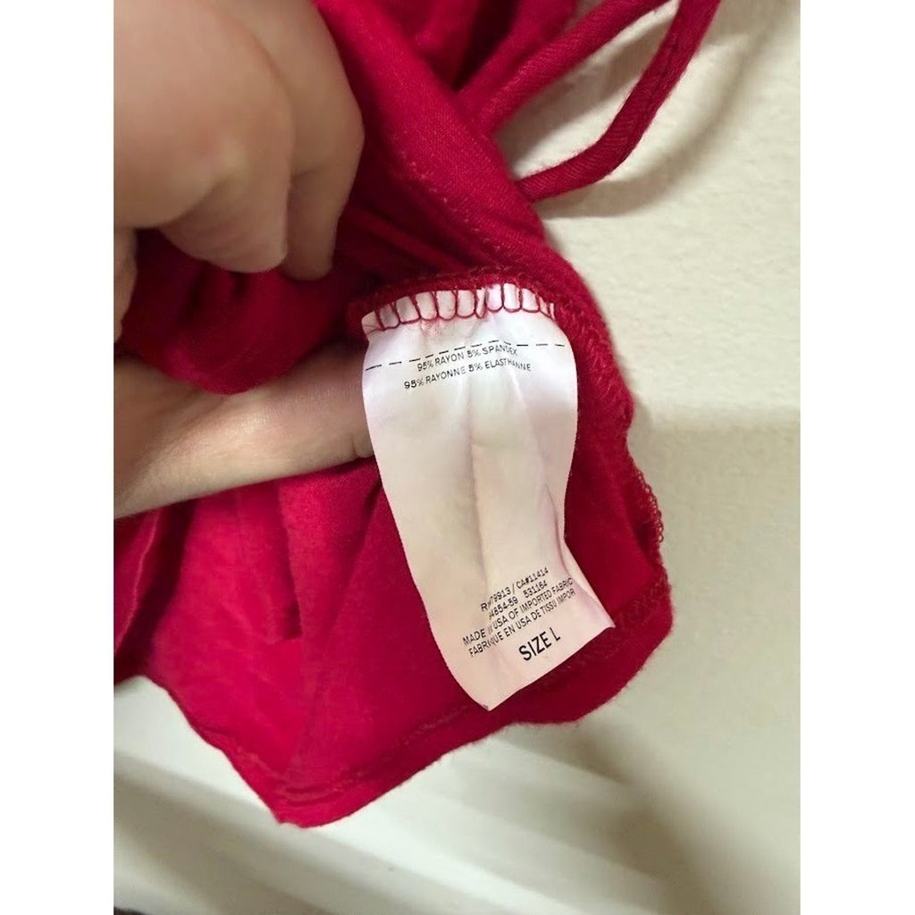 Motherhood Maternity L Red Tunic Top Flowy Babydoll Boho Lagenlook Chic Casual