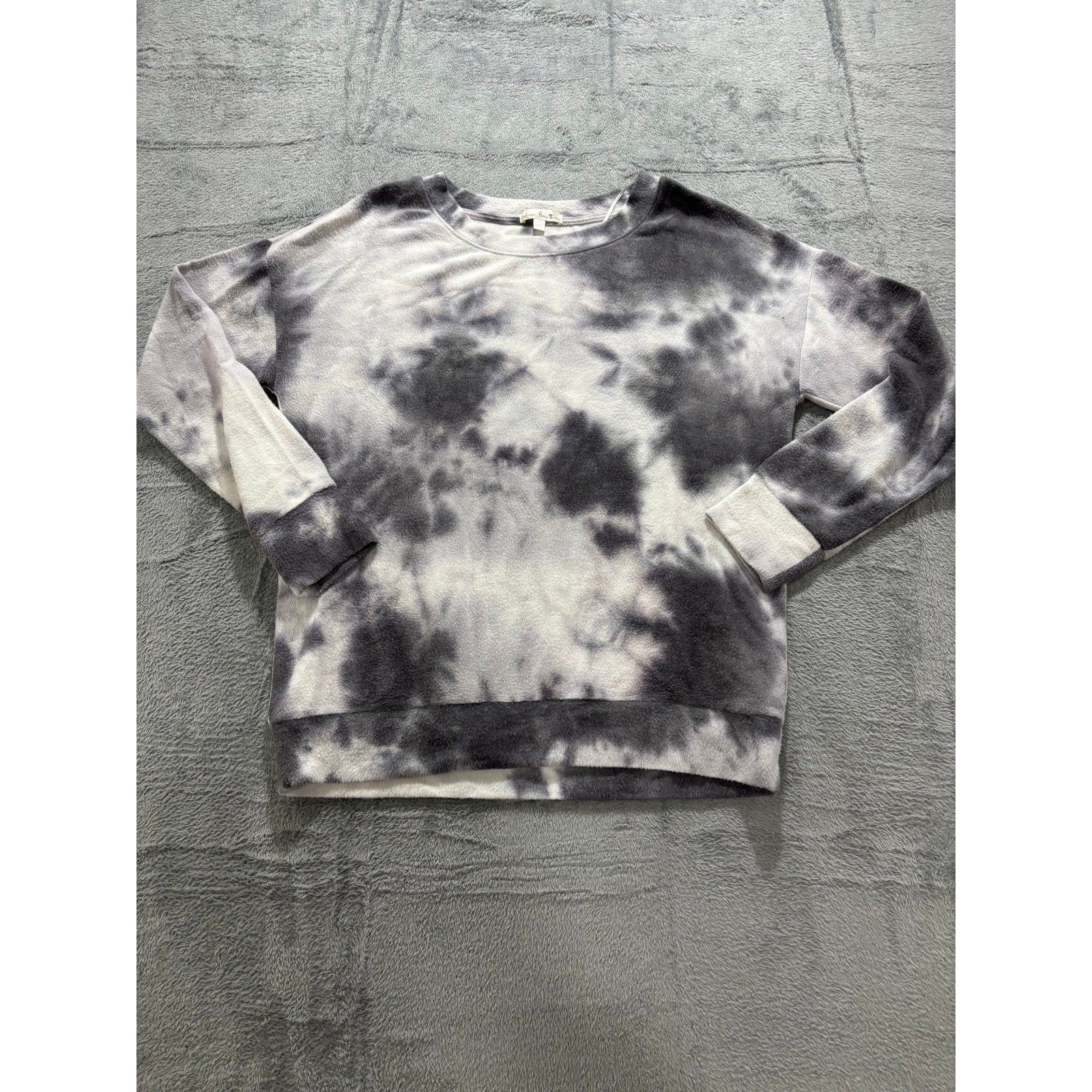 Nine Britton Womens M Gray White Tie Dye Sweatshirt Casual Cozy