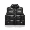 Abercrombie & Fitch XL Black Womens Vegan Leather Puffer Vest Moto Street Chic