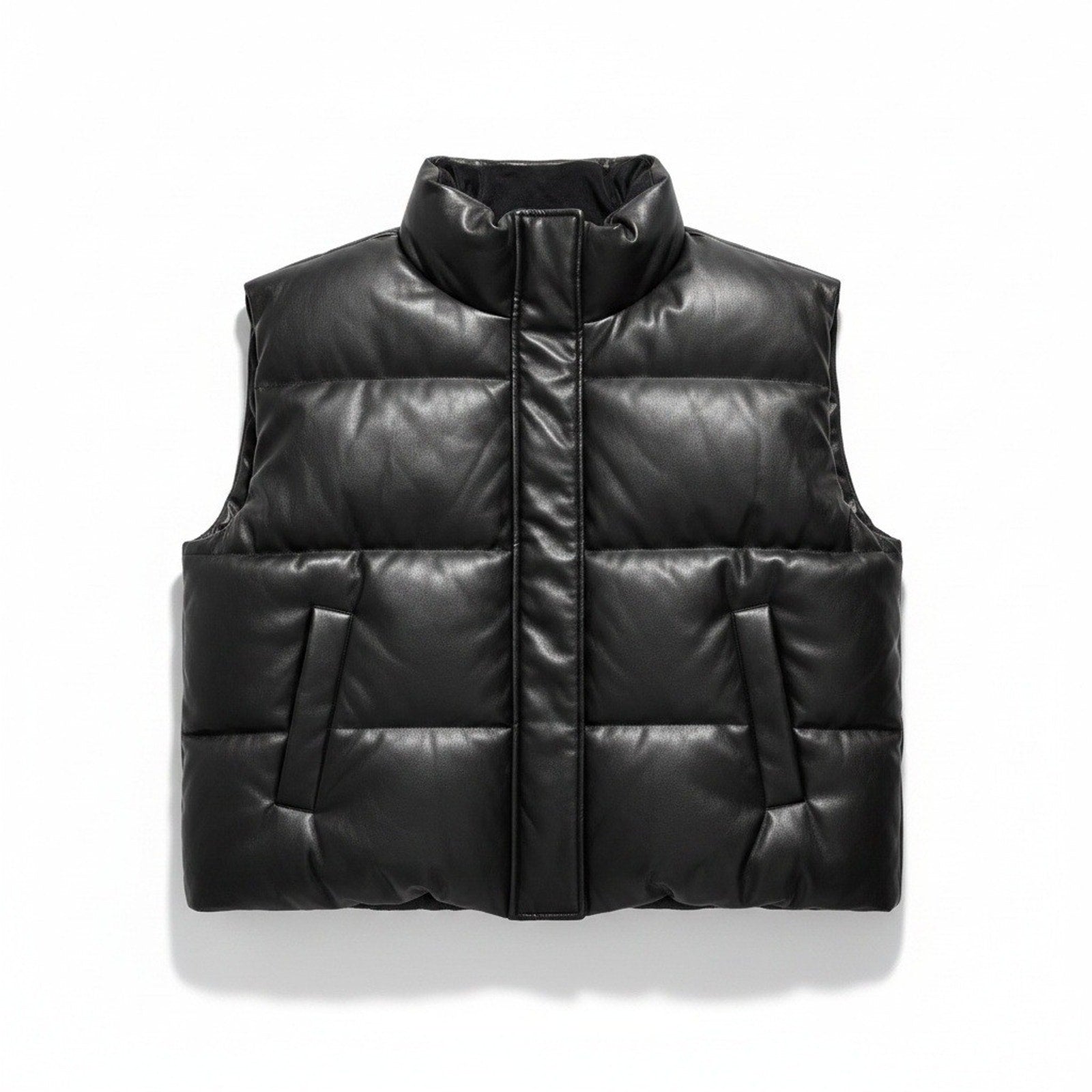 Abercrombie & Fitch XL Black Womens Vegan Leather Puffer Vest Moto Street Chic