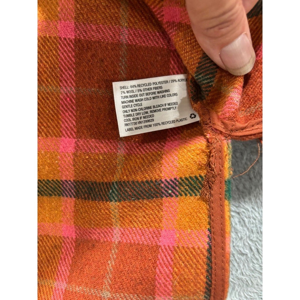 Wild Fable Womens XS Orange Plaid Shacket Button Up Jacket Vintage Boho Cozy