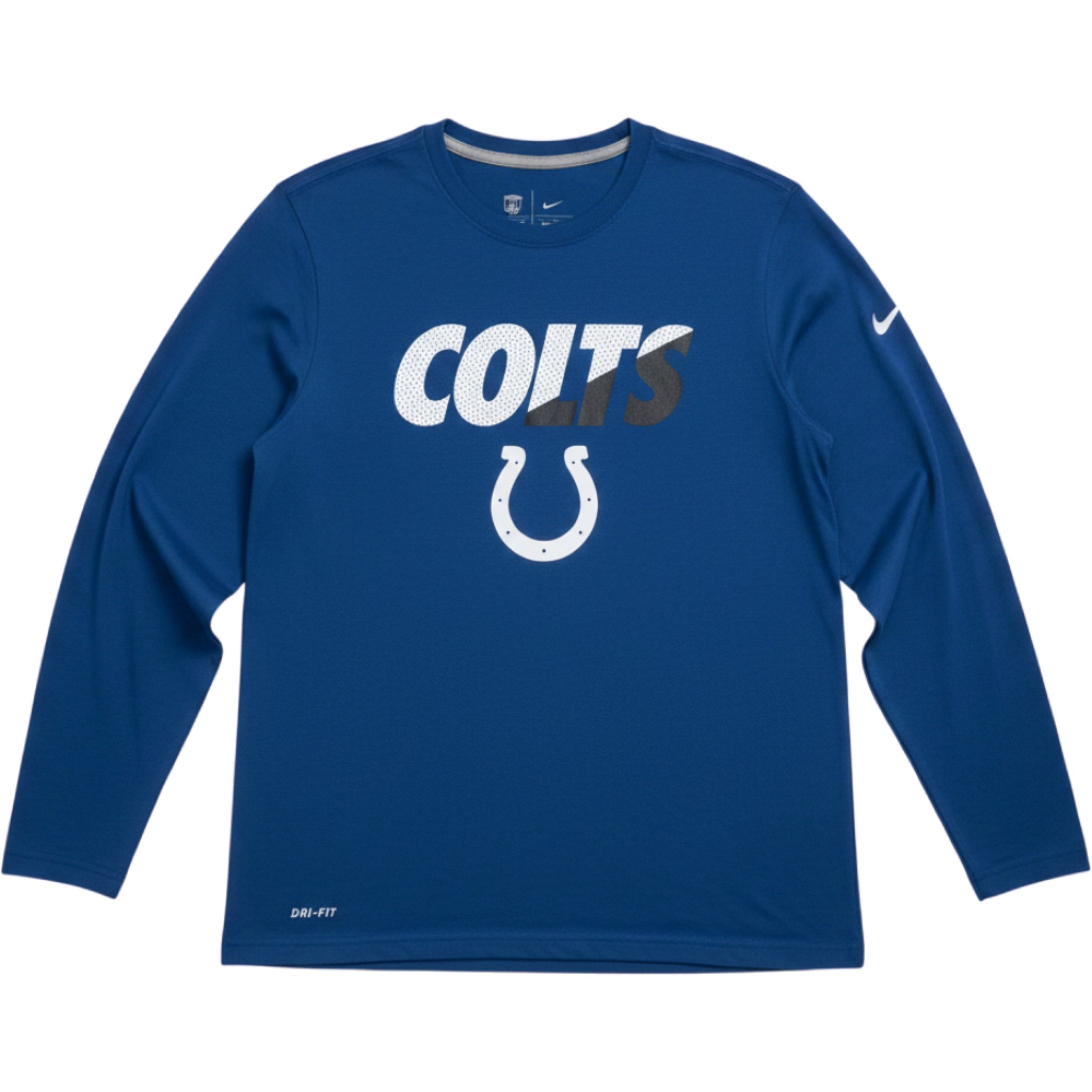 Nike Indianapolis Colts Long Sleeve Dri-Fit Football Shirt Blue Mens Large NFL