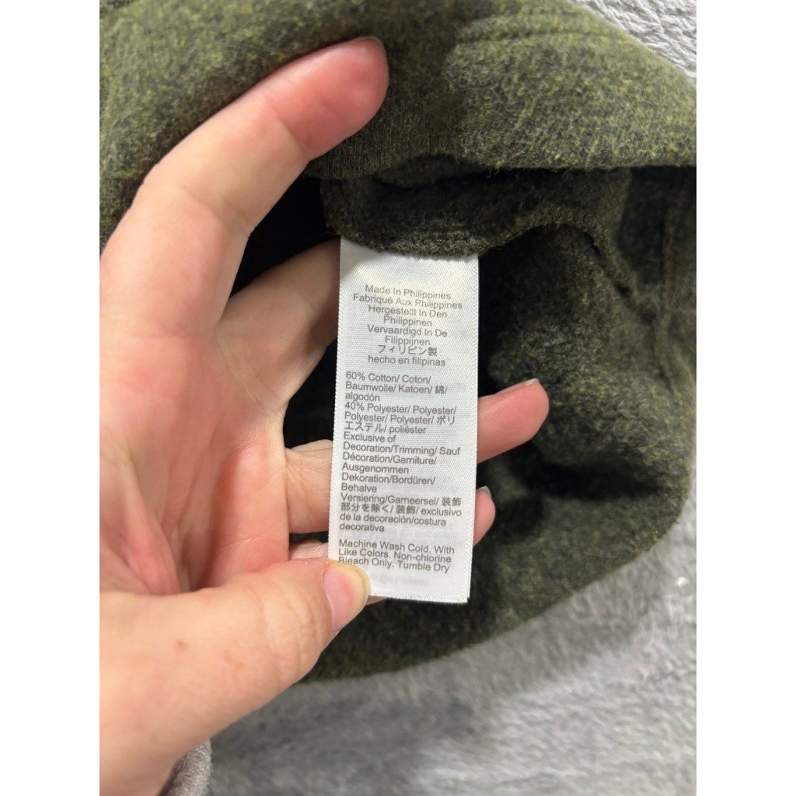 J.Crew Womens Olive Green Fleece Asymmetrical Button Funnel Neck Pullover XL