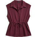 SHEIN Curve 1XL Burgundy Sleeveless Blouse Collared Workwear Chic Flowy Top