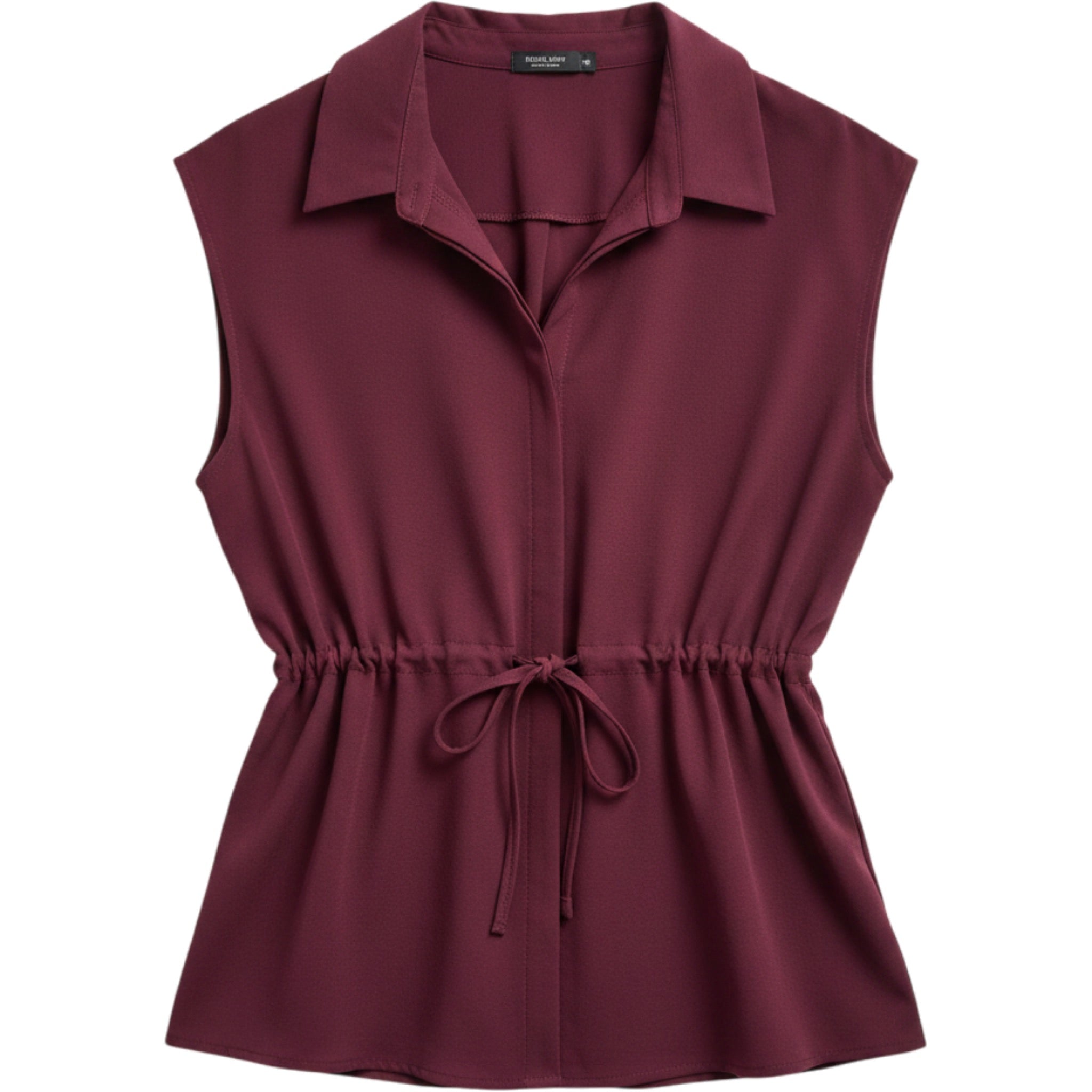 SHEIN Curve 1XL Burgundy Sleeveless Blouse Collared Workwear Chic Flowy Top