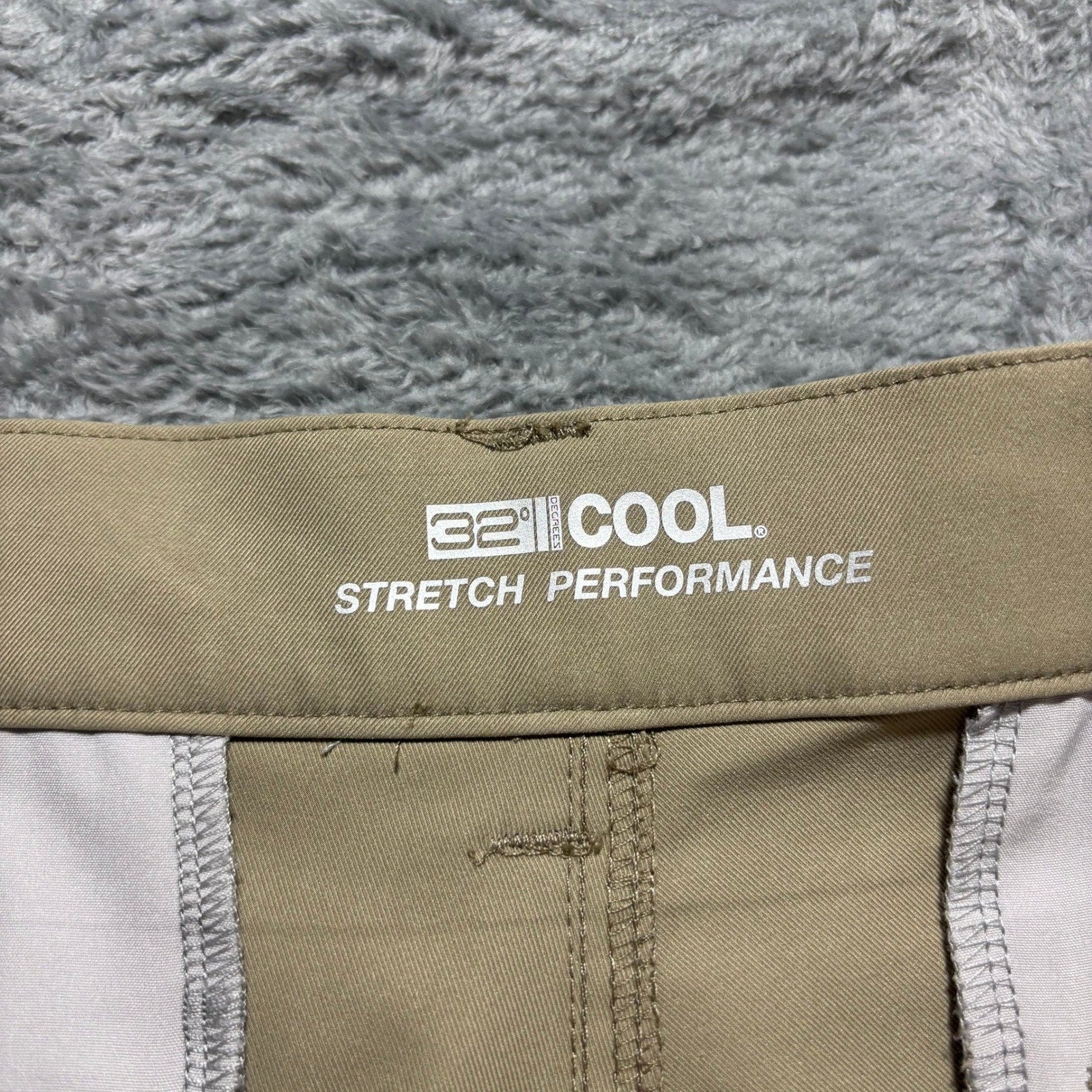 32 Degrees Mens 36x29 Khaki Stretch Performance Pants Flat Front Golf Tech Chino