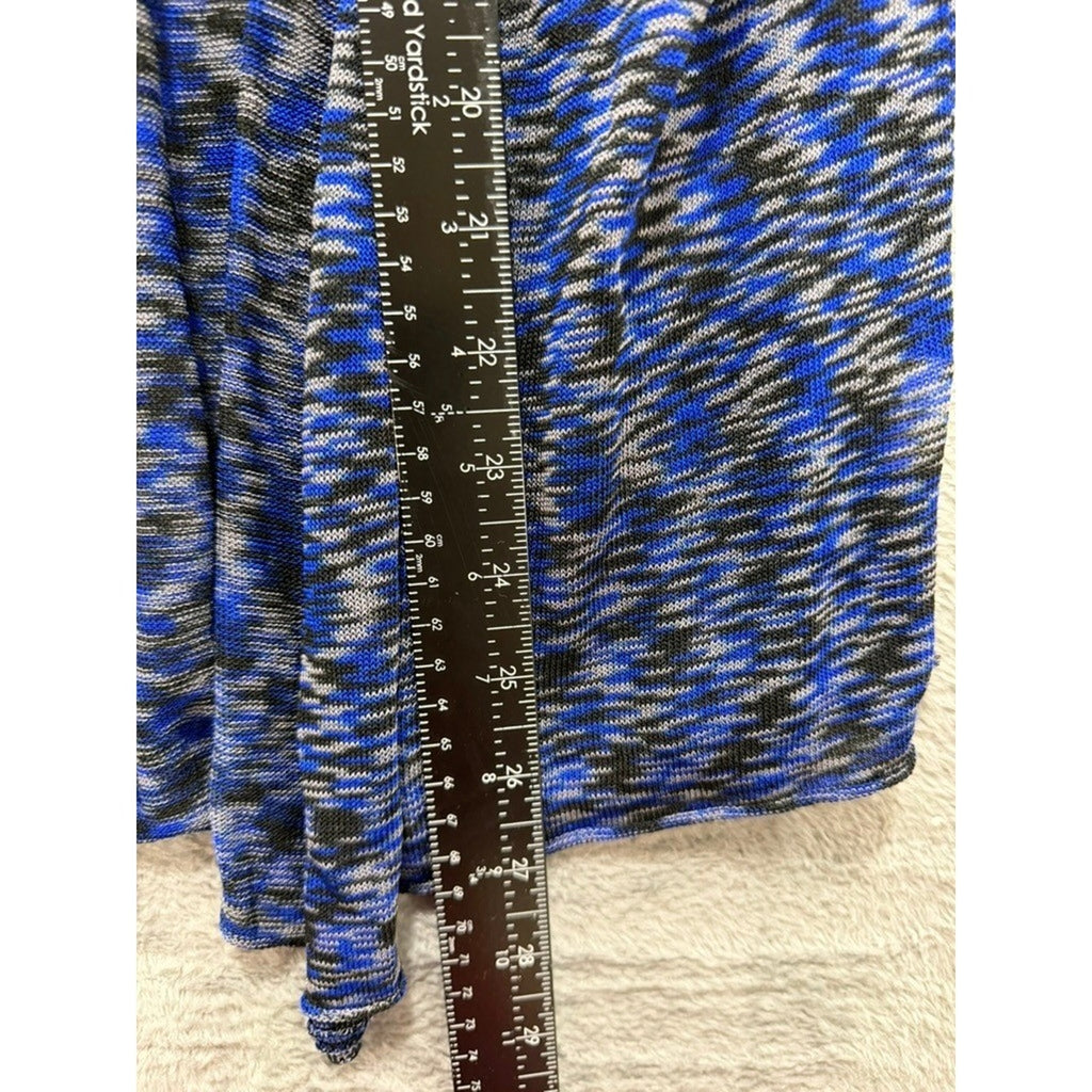 Free People Womens XS Blue Black Space Dye Draped Layered Knit Square Neck Top