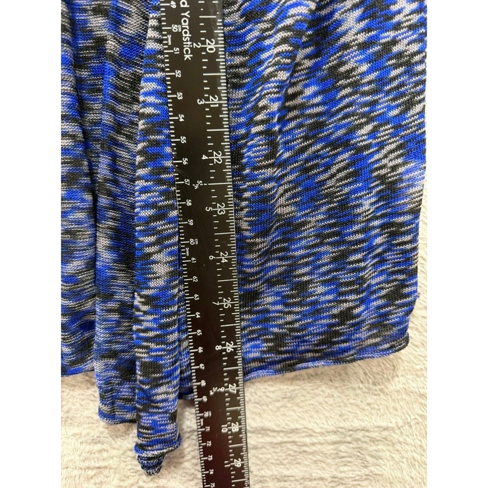 Free People Womens XS Blue Black Space Dye Draped Layered Knit Square Neck Top