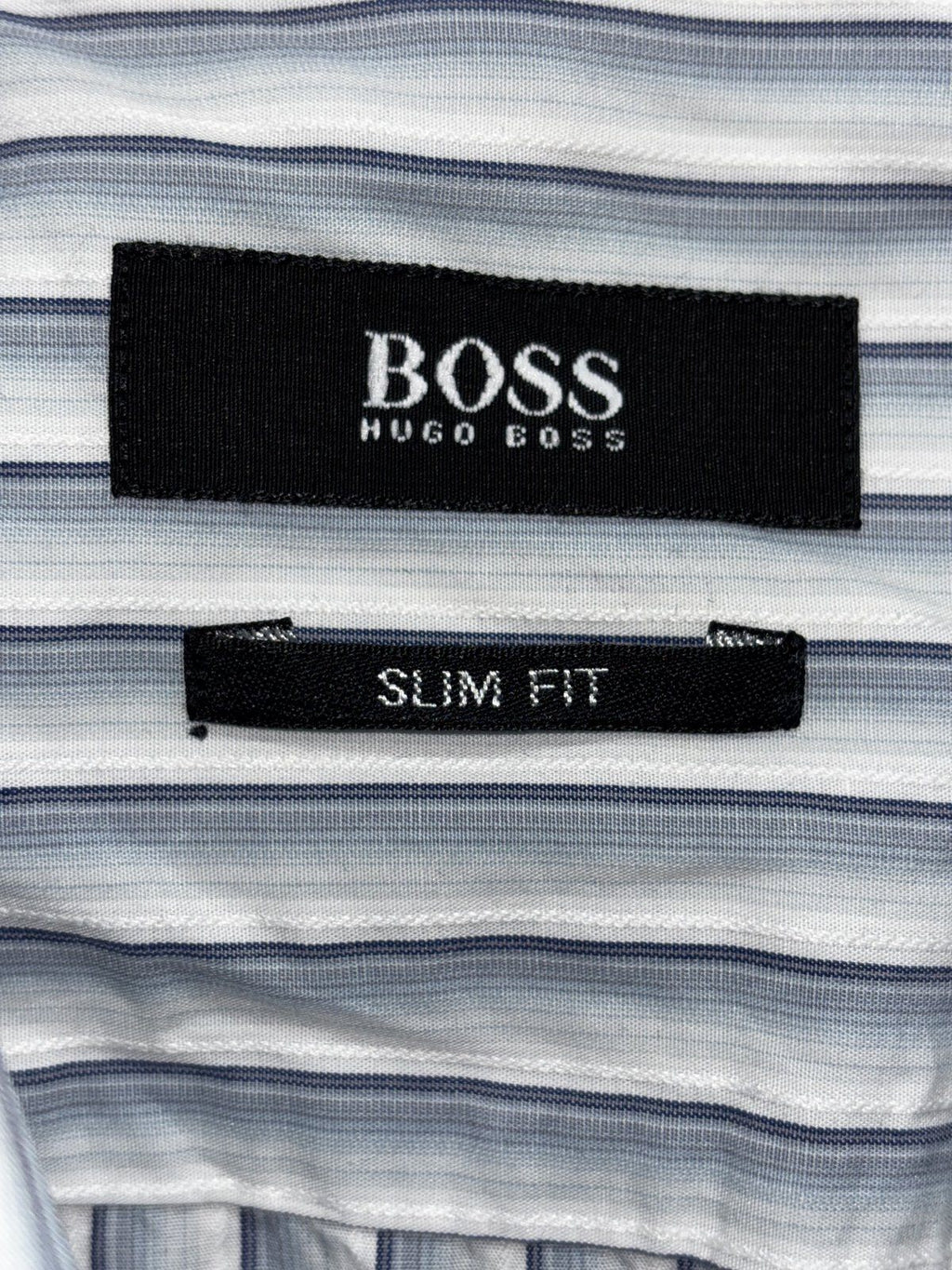 Hugo Boss Men's Blue Gray Stripe Dress Shirt 39/40 M, photo 6 of 10