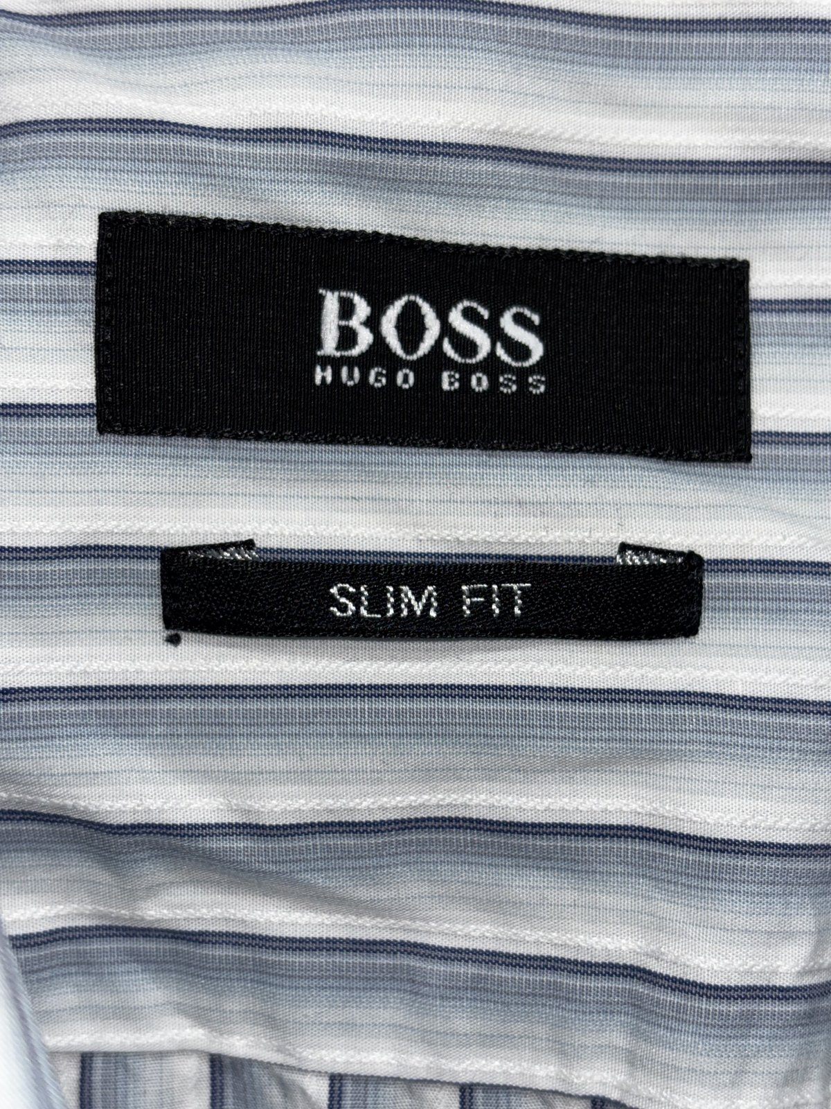 Hugo Boss Men's Blue Gray Stripe Dress Shirt 39/40 M, photo 6 of 10