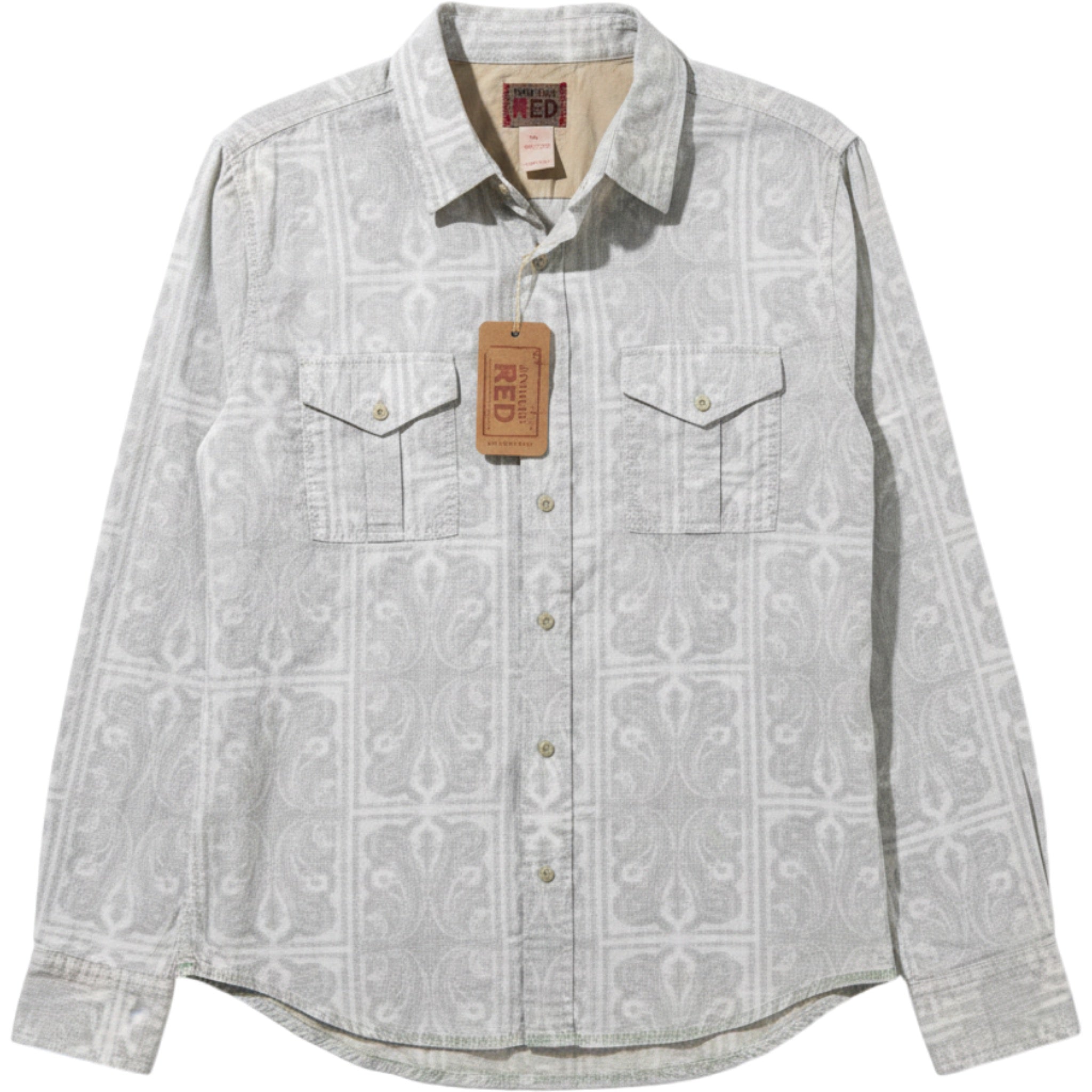 Vintage Red Button Down Shirt Large Boho Western Paisley Cotton NWT Casual