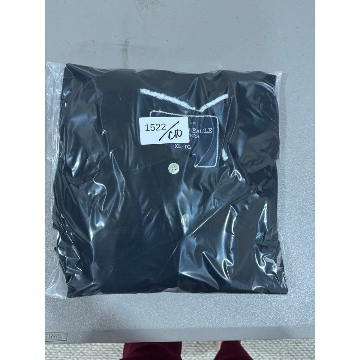 American Eagle XL Black Long Sleeve Polo Shirt Mens Vintage Fit Casual Preppy