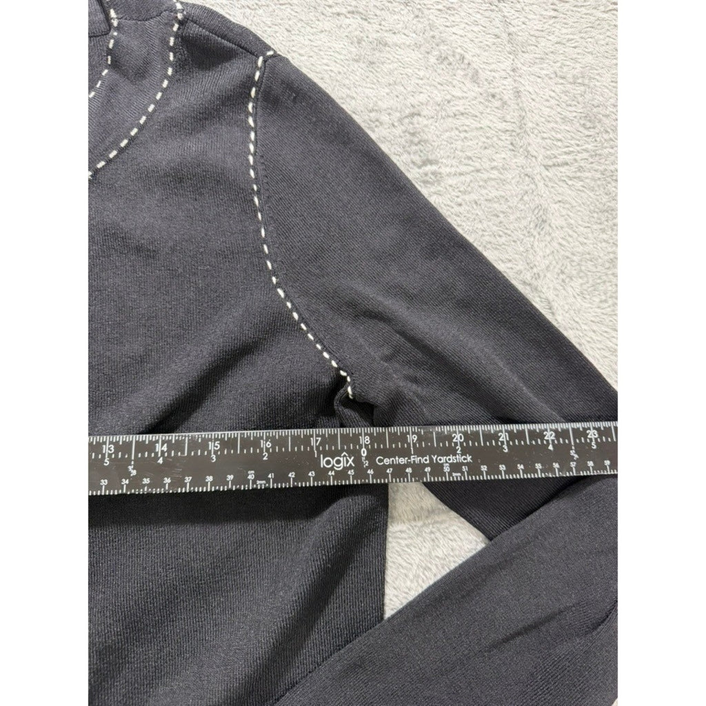 Emma James Cardigan Sweater Womens Medium Black Contrast Stitch Button Up