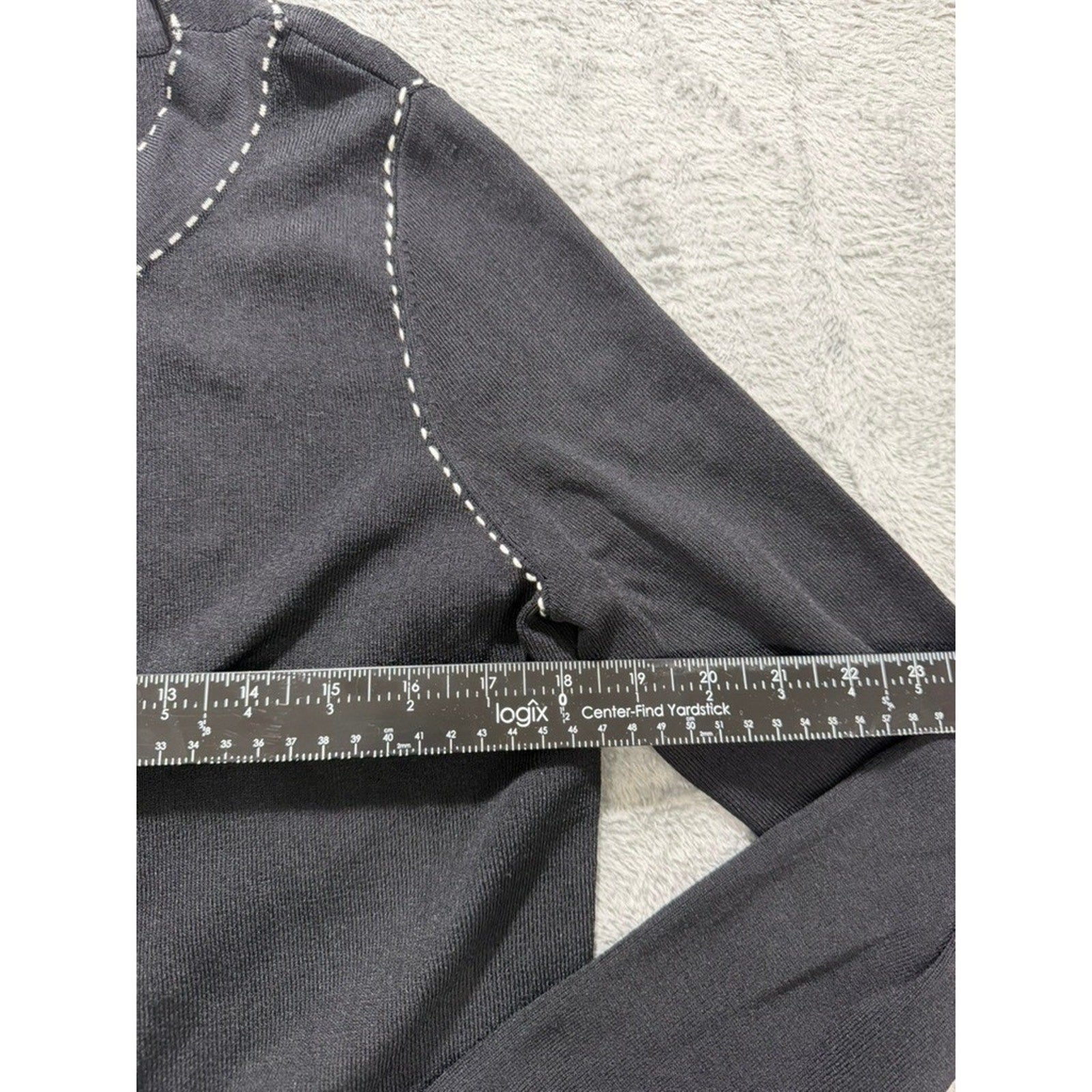Emma James Cardigan Sweater Womens Medium Black Contrast Stitch Button Up